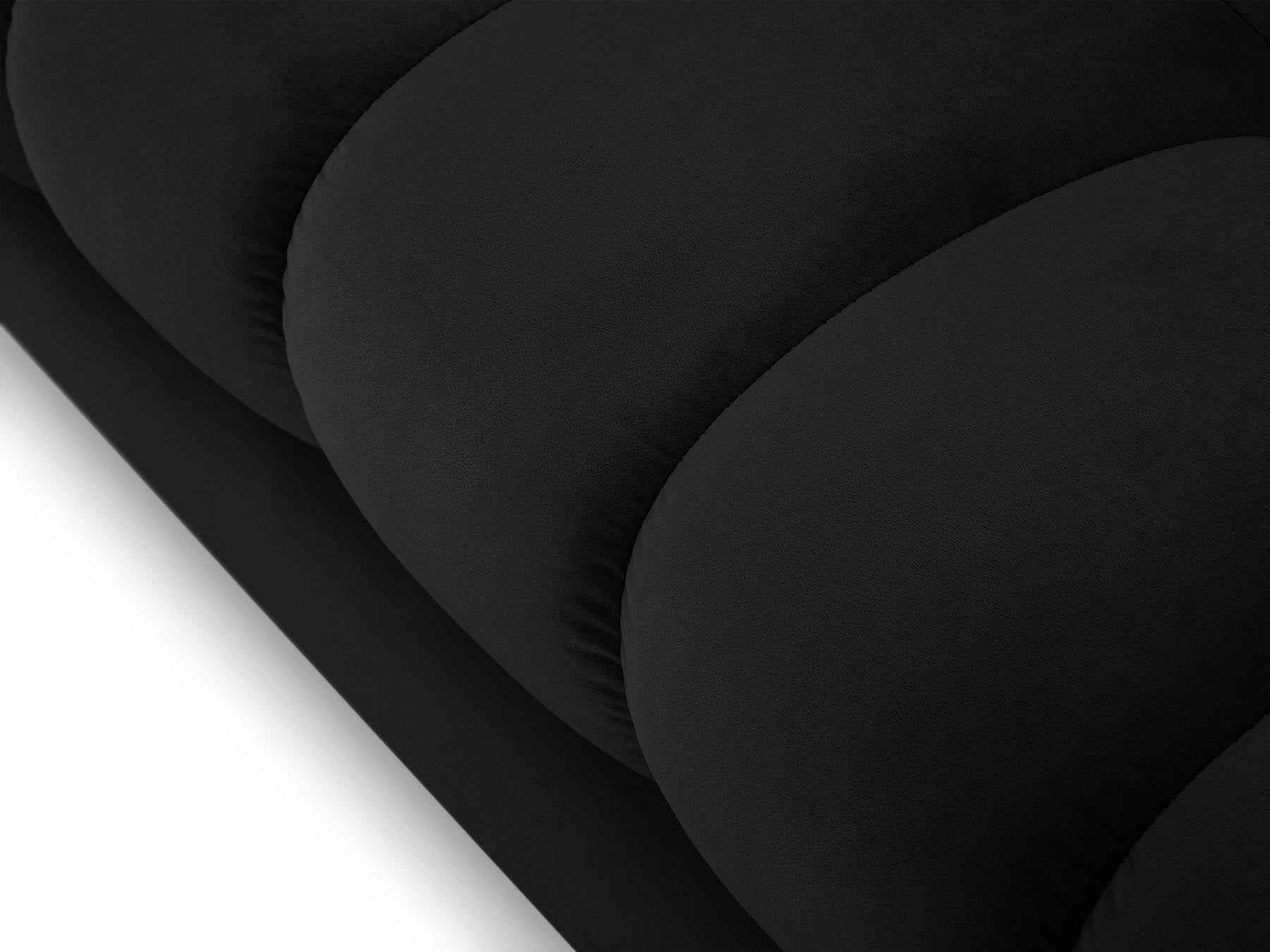 Modernes 5-Sitzer Ecksofa rechts Bali in edlem Black-Bluvel, perfekt für entspannte Stunden und geschmackvolle Wohnräume.