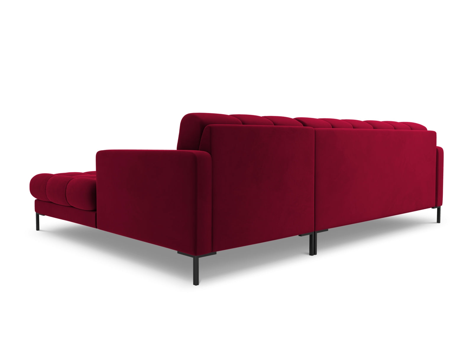 Elegantes 5-Sitzer Ecksofa rechts Bali von Cosmopolitan Design in hochwertigem Red-Bluvel, perfekt für entspannte Stunden im Wohnzimmer.