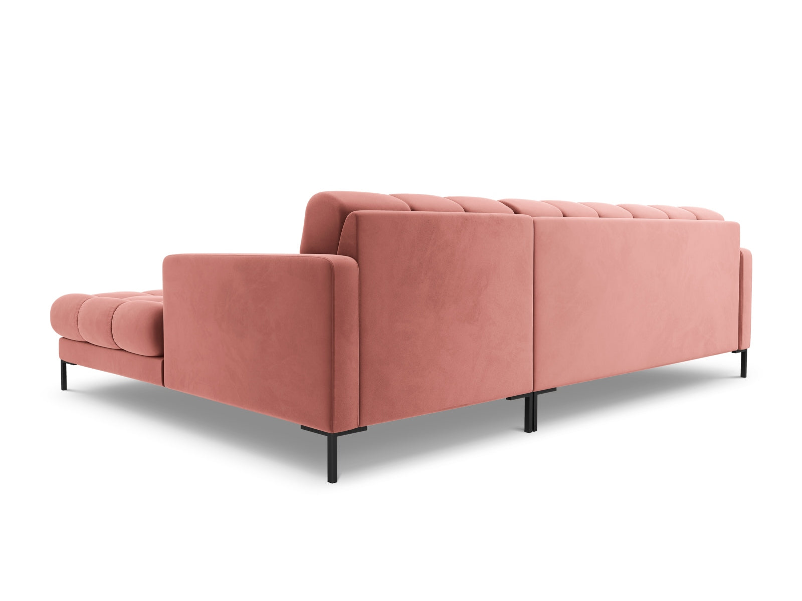 Modernes 5-Sitzer Ecksofa rechts Bali in lebhaftem Pink-Bluvel, ideal für gemütliche Abende und stilvolle Einrichtungsideen.