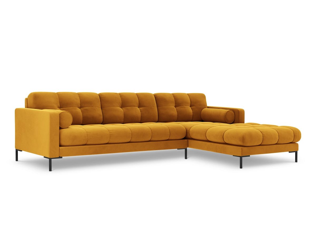 Ecksofa rechts Bali von Cosmopolitan Design mit Récamière, Stoffbezug und Metallbeinen