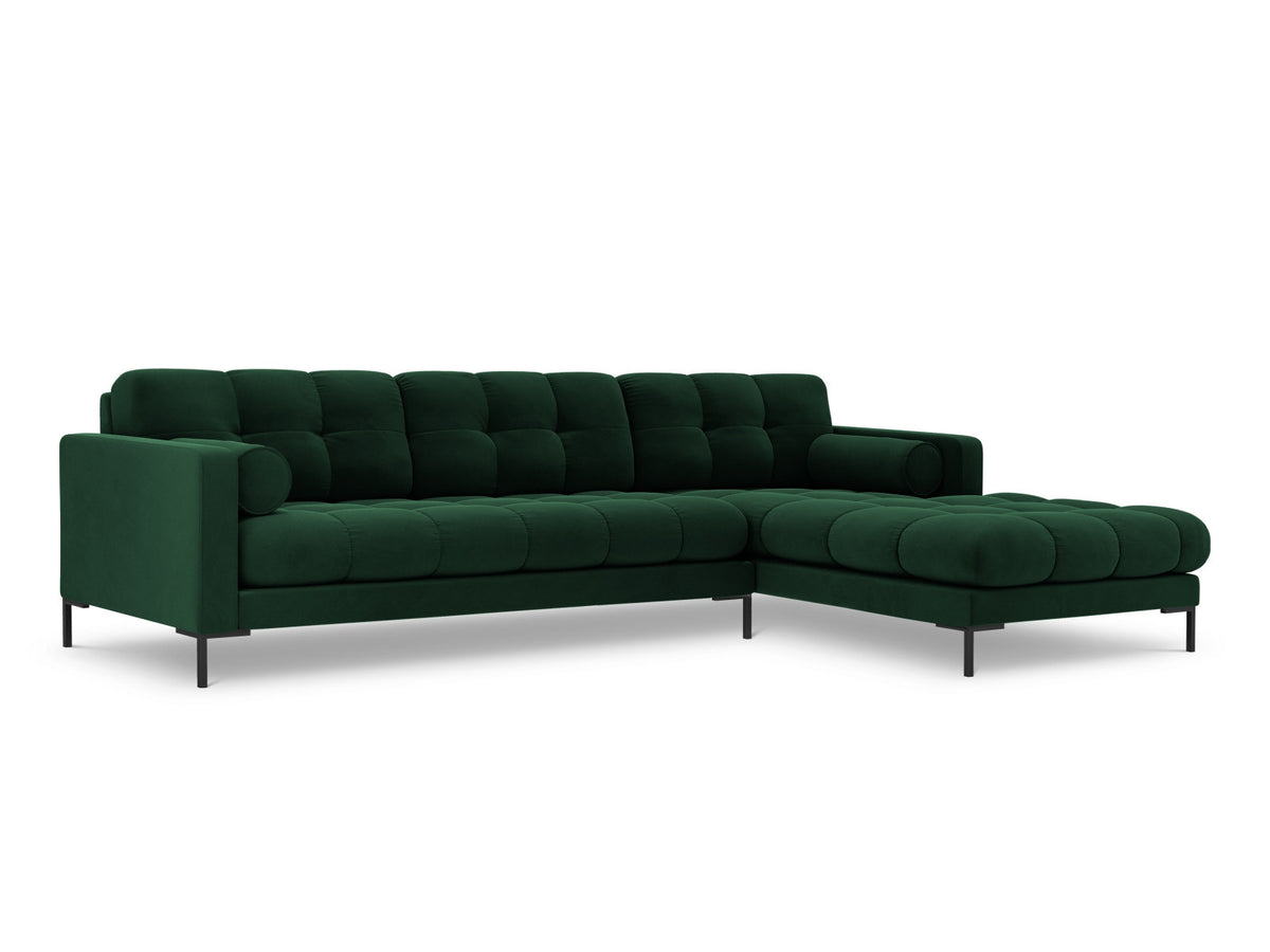 Ecksofa rechts Bali von Cosmopolitan Design mit Récamière, Stoffbezug und Metallbeinen