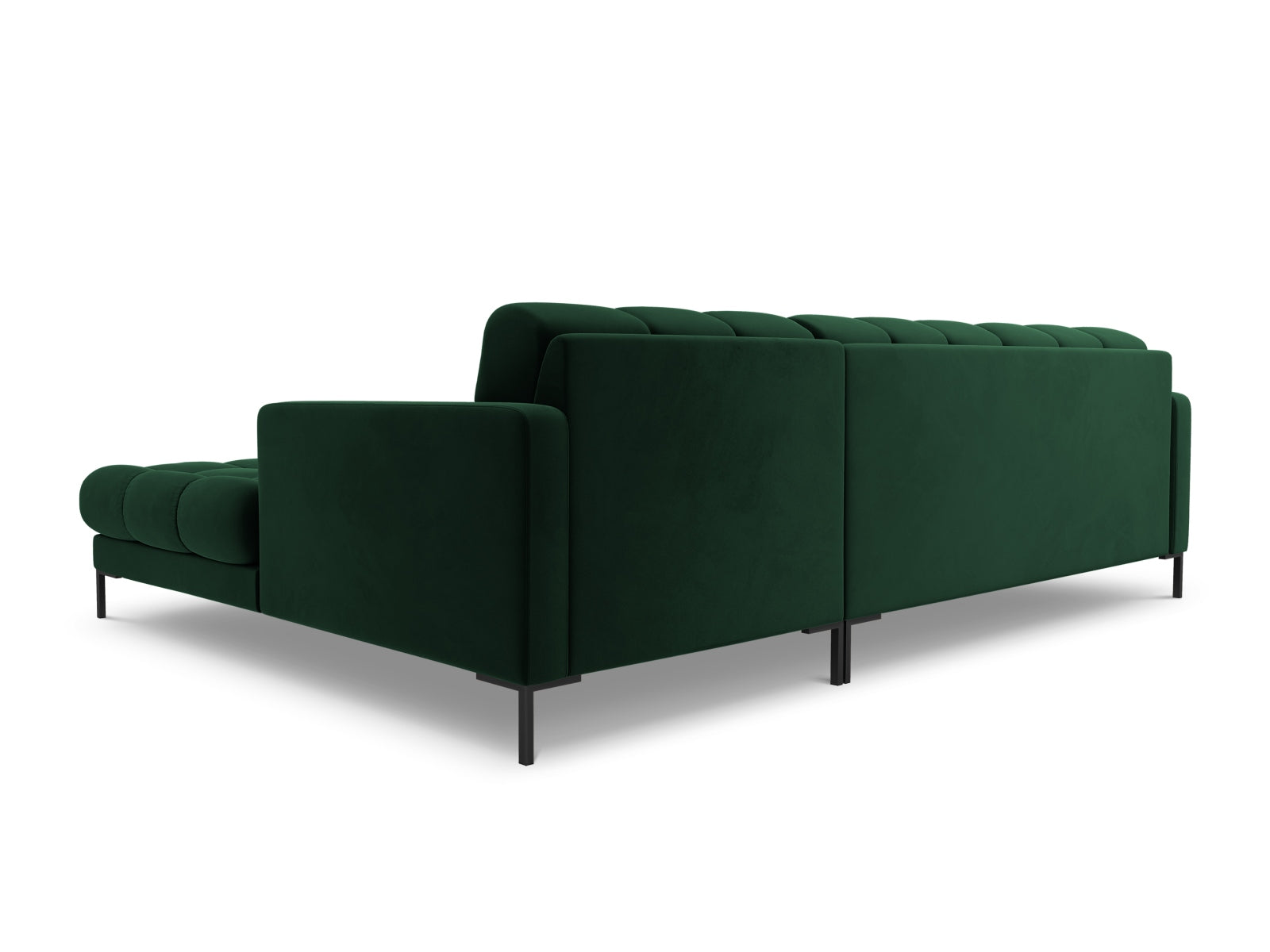 Elegantes 5-Sitzer Ecksofa rechts Bali in luxuriösem Bottle Green-Bluvel, ideal für gemütliche und moderne Wohnräume.