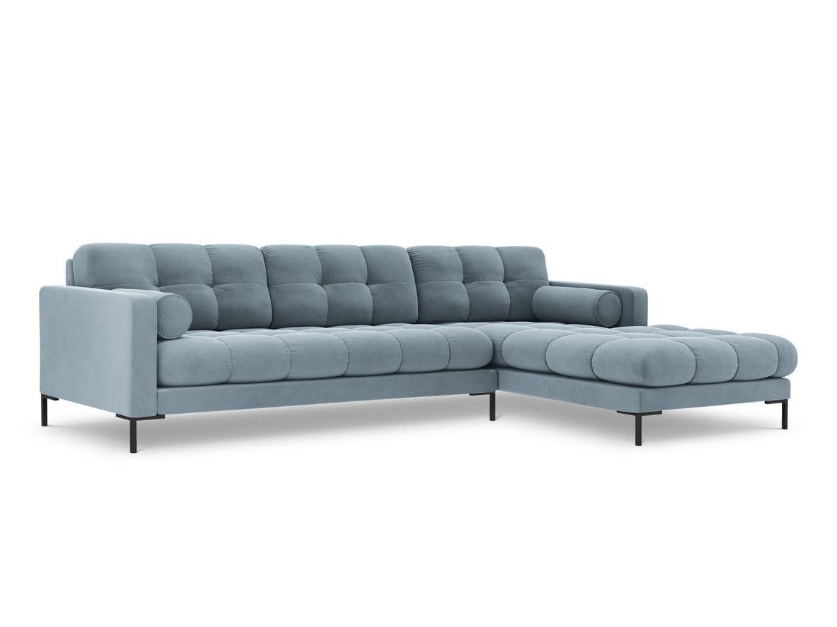 Ecksofa rechts Bali von Cosmopolitan Design mit Récamière, Stoffbezug und Metallbeinen
