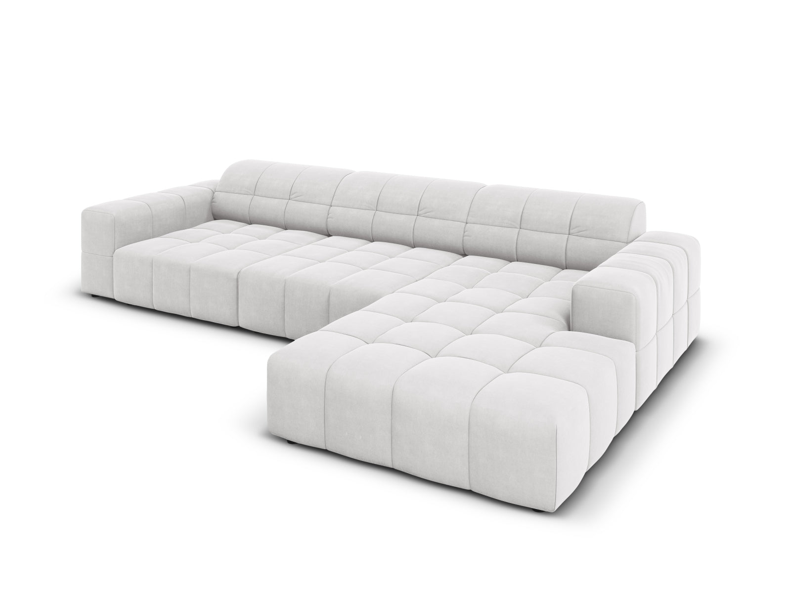 Chicago Velour Ecksofa rechts 4 Sitzer 166cm in Silver präsentiert im Onlineshop von KAQTU Design AG. Ecksofa rechts ist von Cosmopolitan Design