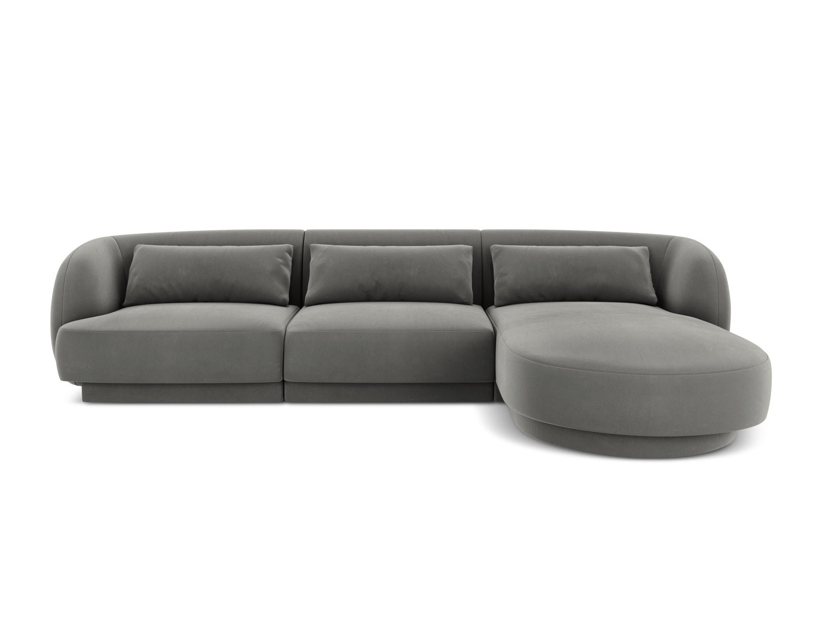 Tulum Velour Ecksofa rechts 4 Sitzer 156cm in Light Grey-Bluvel präsentiert im Onlineshop von KAQTU Design AG. L-Sofa rechts ist von Cosmopolitan Design