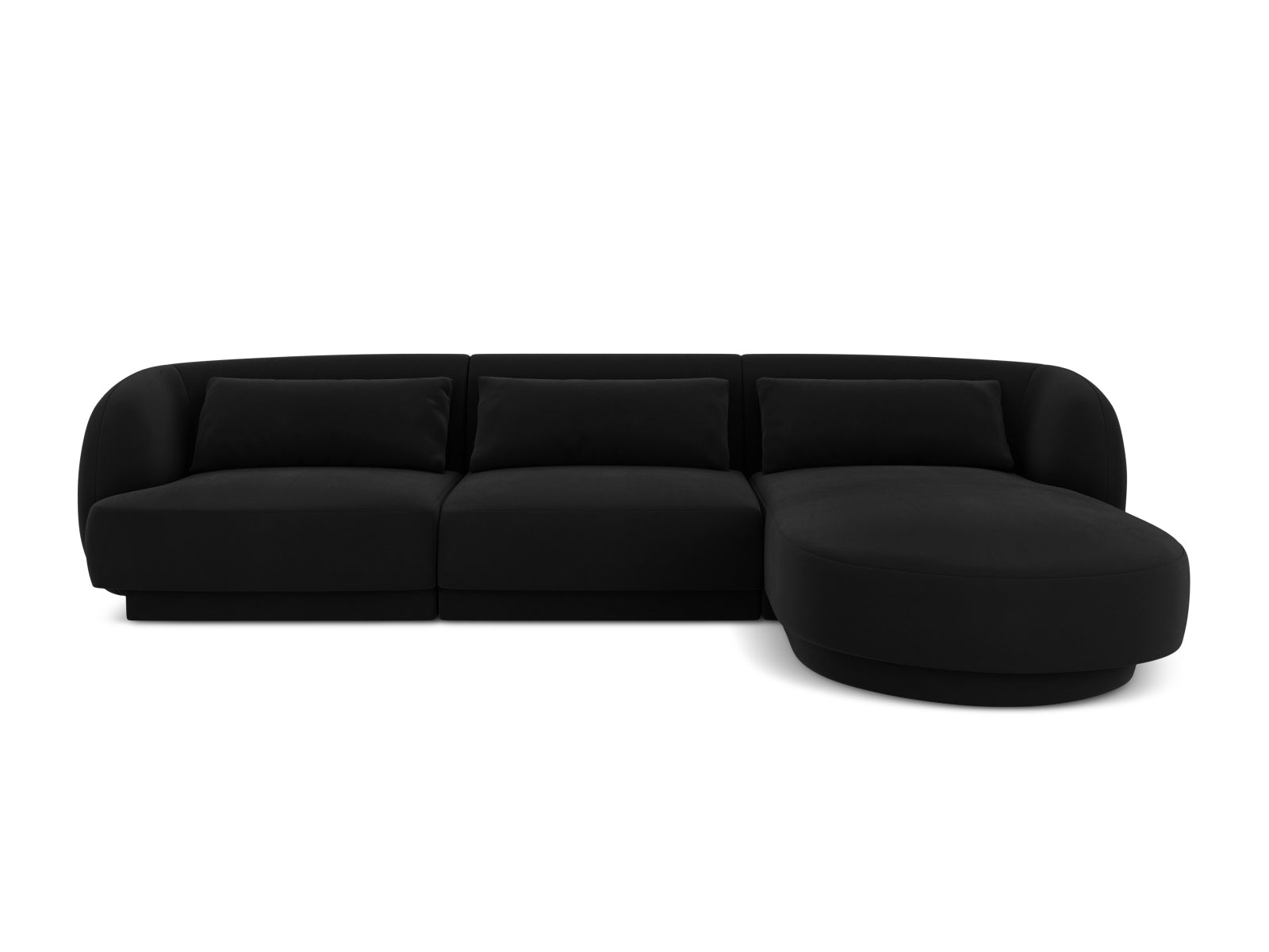 Tulum Velour Ecksofa rechts 4 Sitzer 156cm in Black-Bluvel präsentiert im Onlineshop von KAQTU Design AG. L-Sofa rechts ist von Cosmopolitan Design