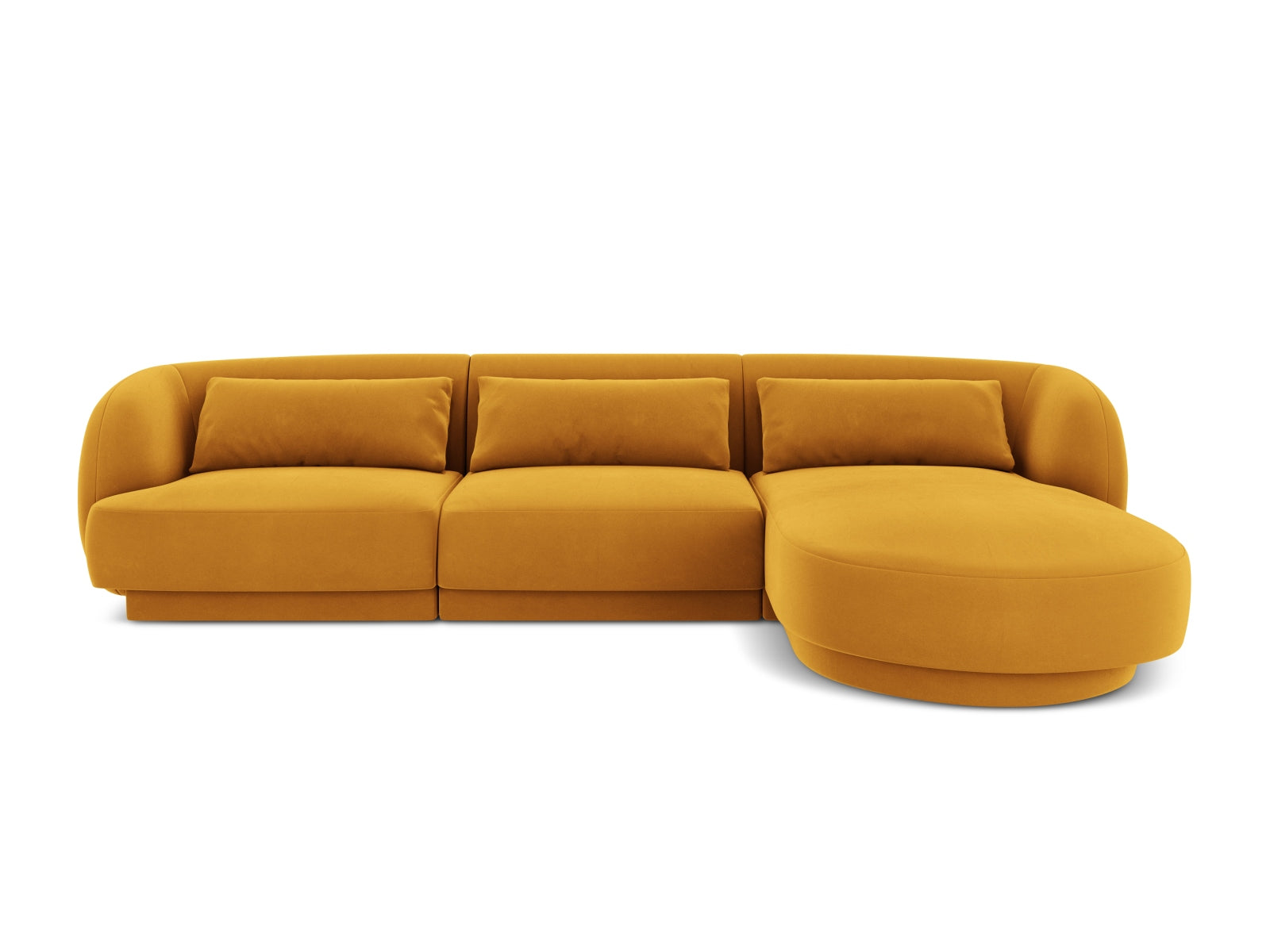 Tulum Velour Ecksofa rechts 4 Sitzer 156cm in Yellow-Bluvel präsentiert im Onlineshop von KAQTU Design AG. L-Sofa rechts ist von Cosmopolitan Design
