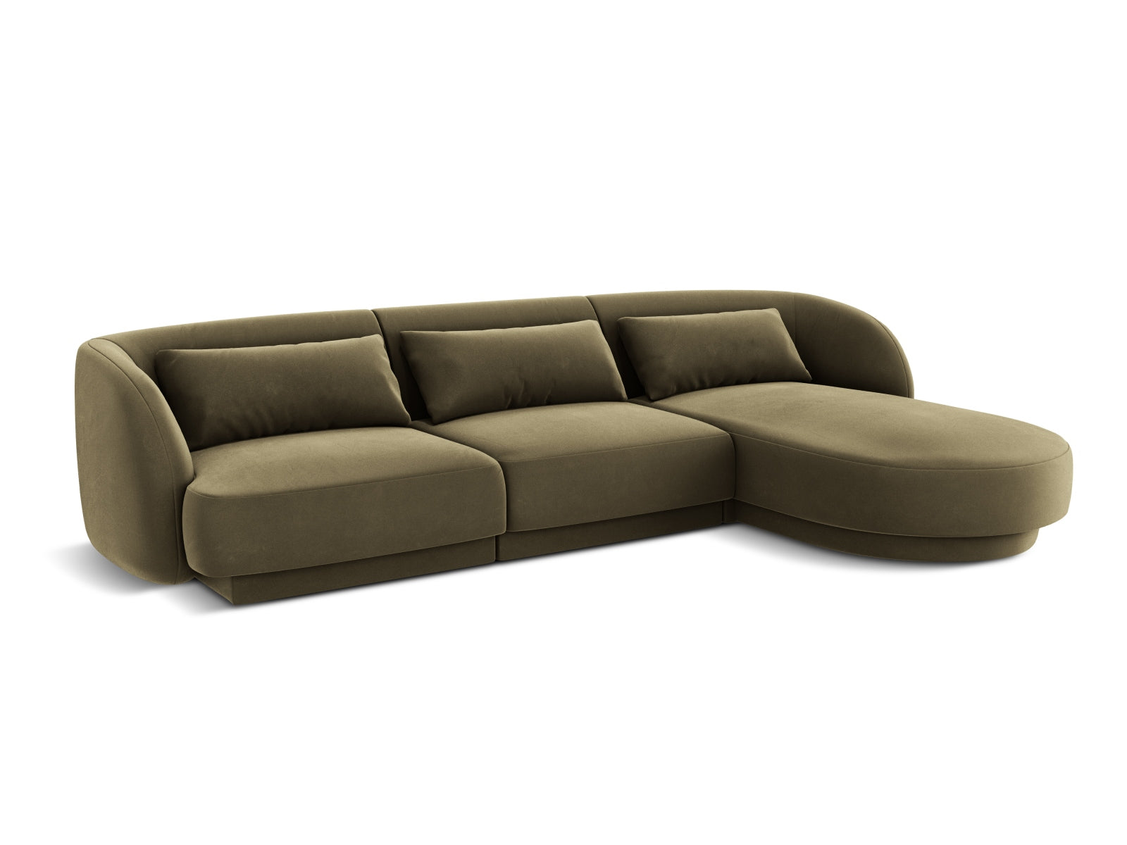 Modernes Tulum Velour Ecksofa in Green-Bluvel, 4-Sitzer, 156cm, perfekt für gemütliche und stilvolle Wohnambiente von Cosmopolitan Design.