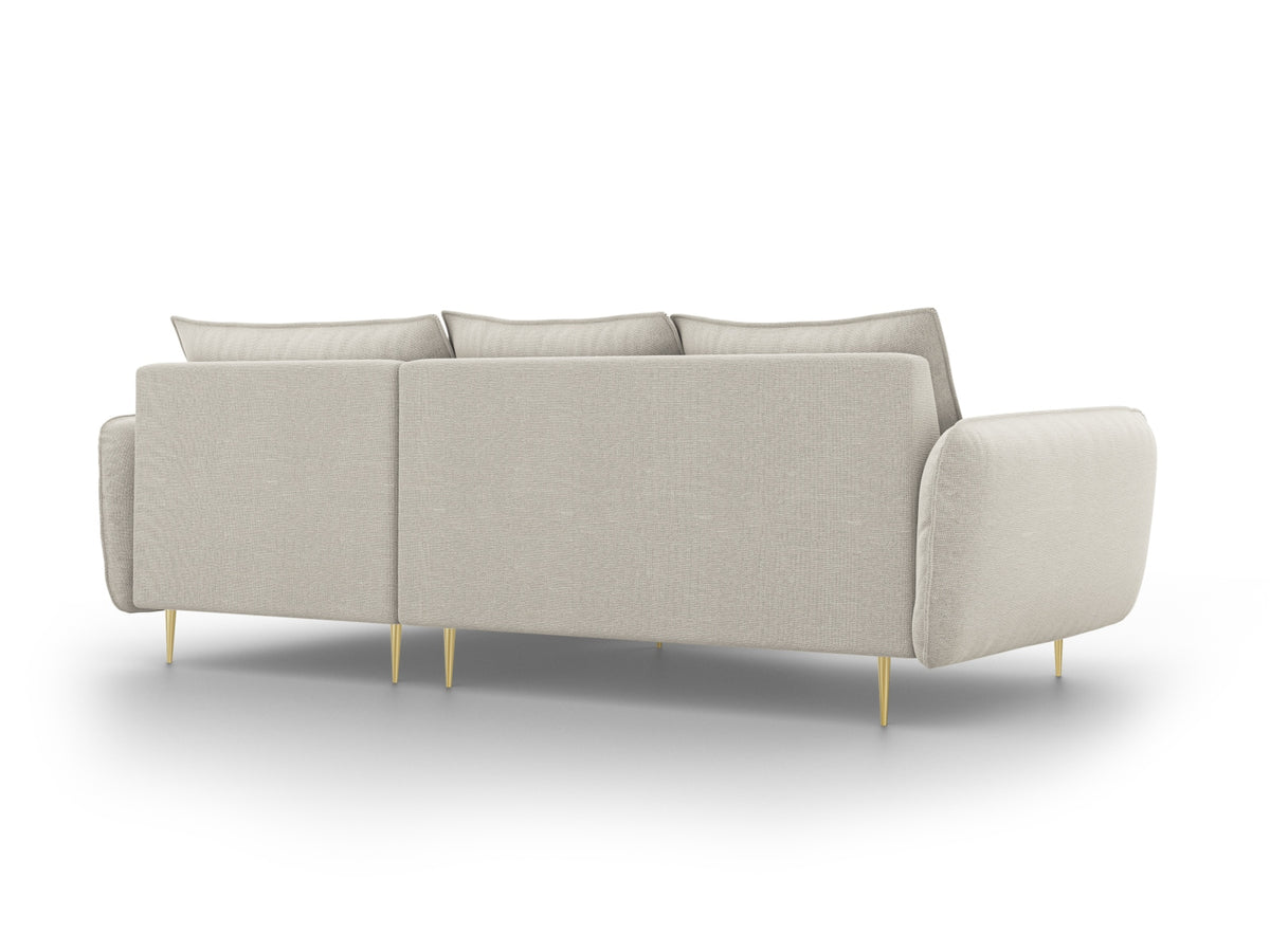 Vienna Ecksofa rechts 5 Sitzer 170cm in Light Beige/Gold-Positano präsentiert im Onlineshop von KAQTU Design AG. L-Sofa rechts ist von Cosmopolitan Design