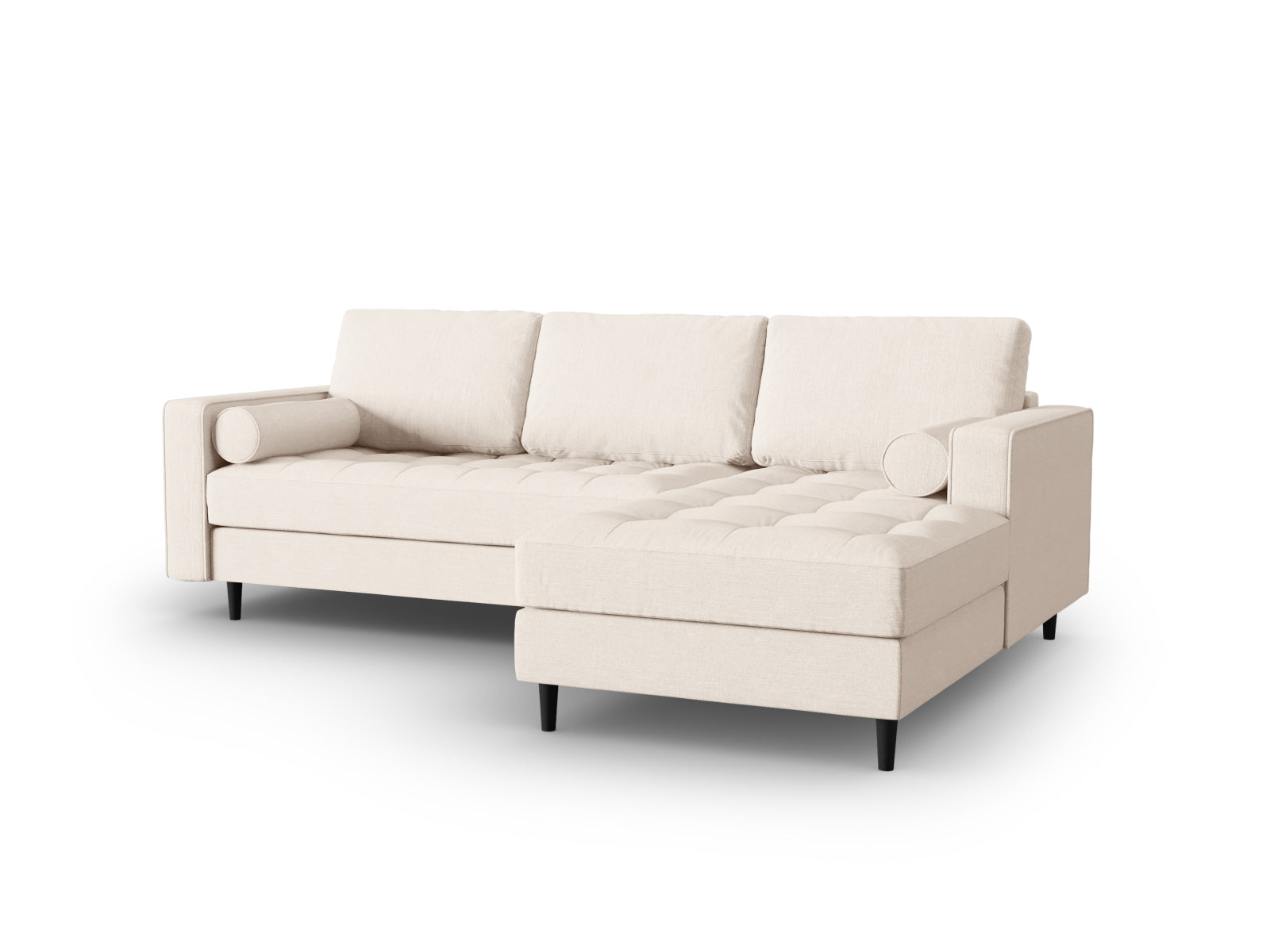 Elegantes 4-Sitzer Ecksofa rechts Aspen in sanftem Light Beige-Melva, ideal für stilvolle Wohnräume, erhältlich bei KAQTU Design AG.