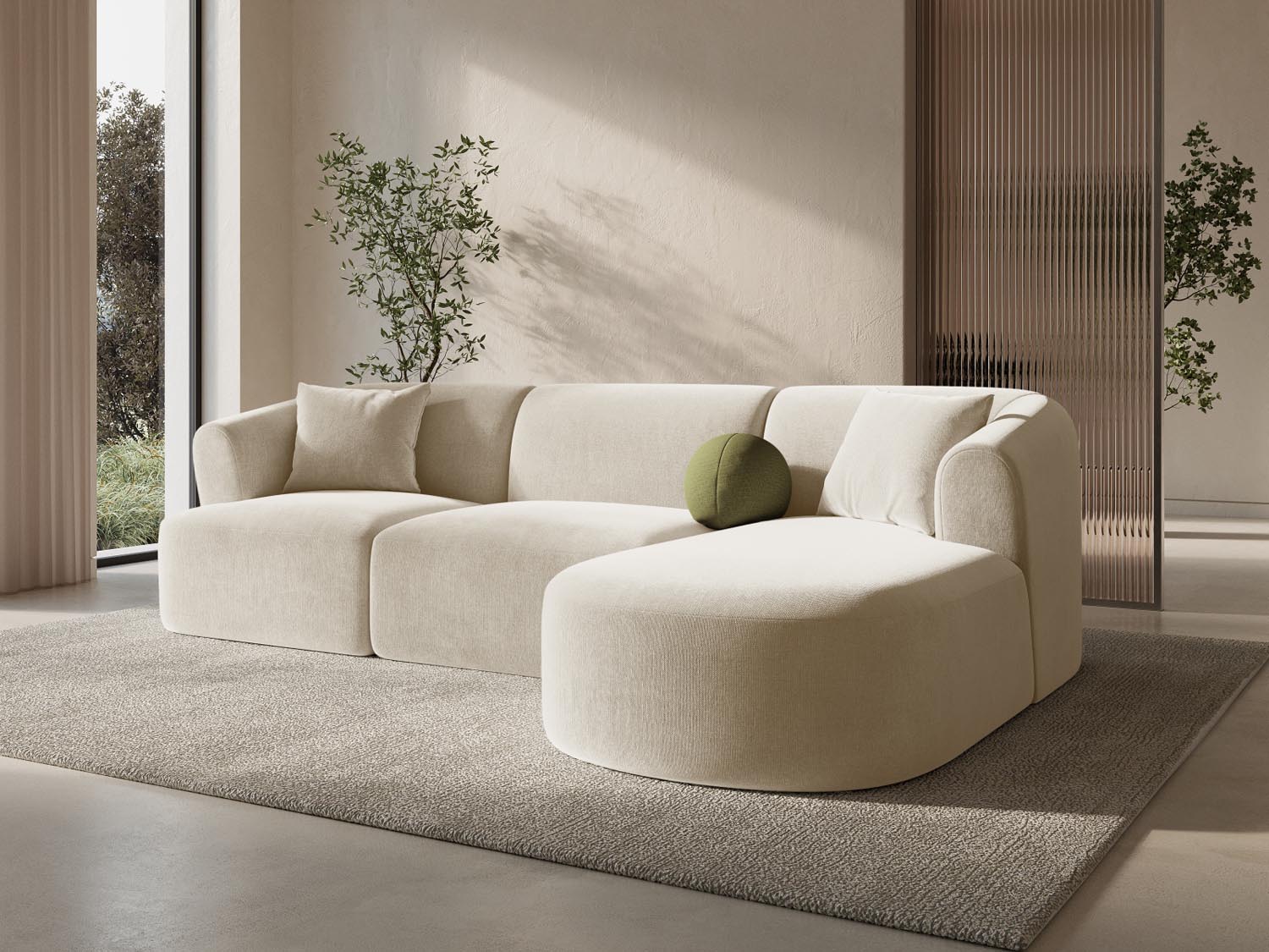 Entdecken Sie das stilvolle Campi Velour Modular Ecksofa rechts 4 Sitzer von Cosmopolitan Design – perfekt für Ihr modernes Wohnzimmer, flexibel und bequem.