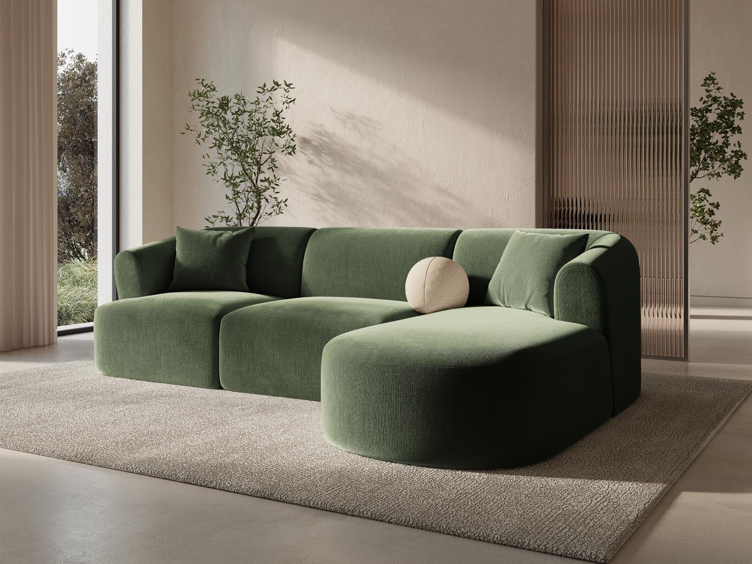 Entdecken Sie das stilvolle Campi Velour Modular Ecksofa rechts 4 Sitzer von Cosmopolitan Design – perfekt für Ihr modernes Wohnzimmer, flexibel und bequem.