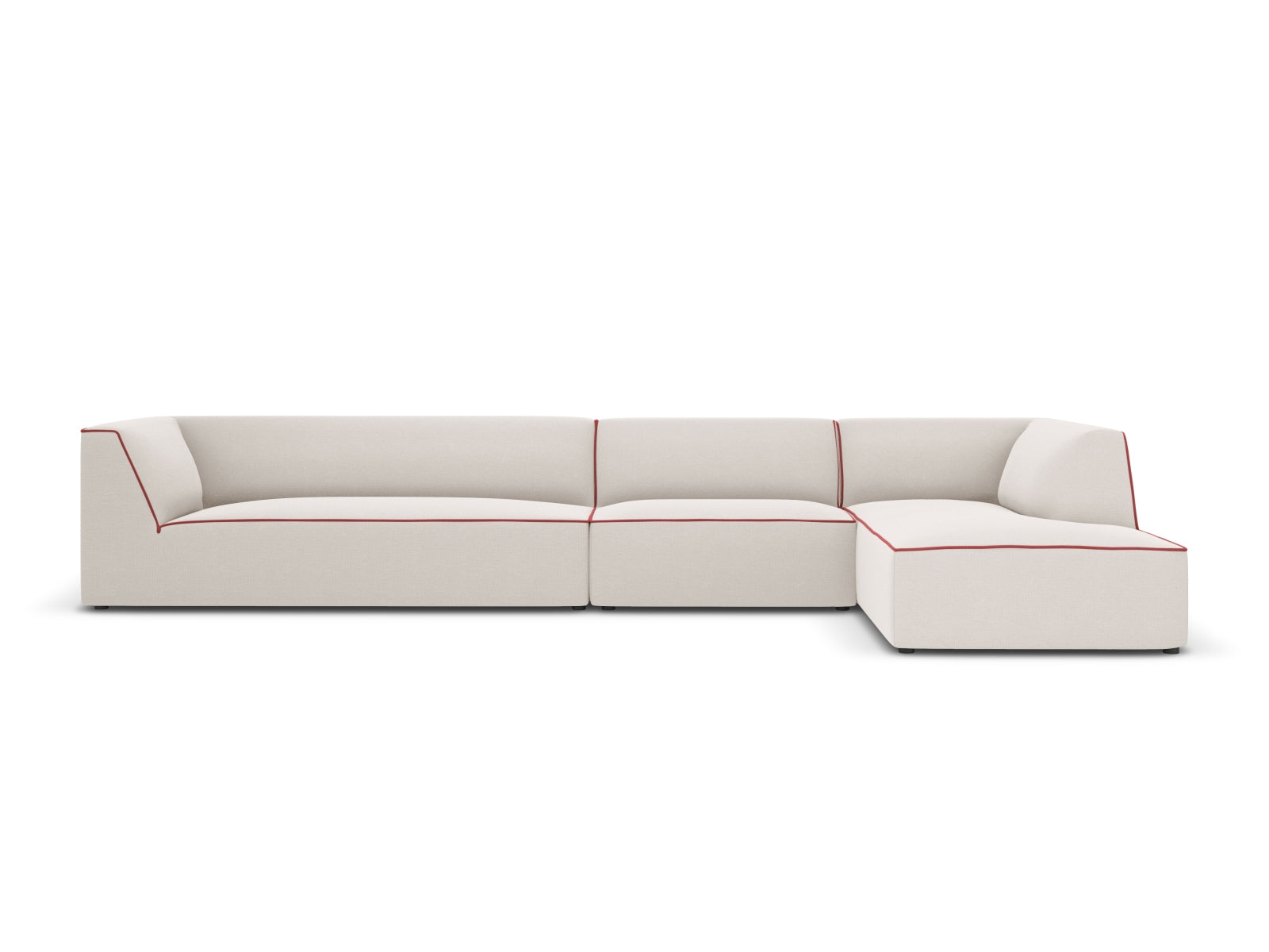 Oslo Modular Ecksofa rechts 5 Sitzer in Grey Beige Melange, Terracotta präsentiert im Onlineshop von KAQTU Design AG. Ecksofa rechts ist von Cosmopolitan Design