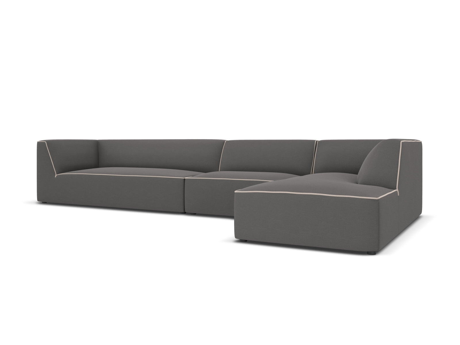 Oslo Modular Ecksofa rechts 5 Sitzer in Grey, Grey Beige Melange präsentiert im Onlineshop von KAQTU Design AG. Ecksofa rechts ist von Cosmopolitan Design