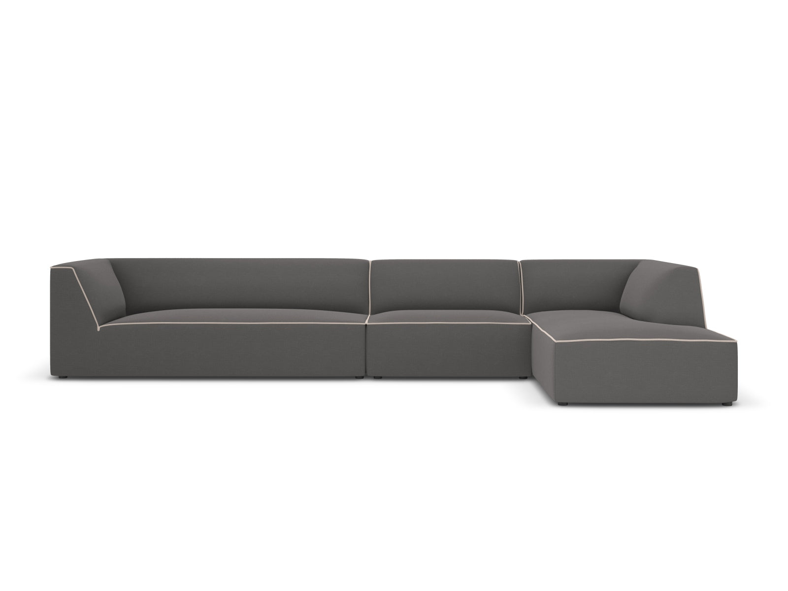 Oslo Modular Ecksofa rechts 5 Sitzer in Grey, Grey Beige Melange präsentiert im Onlineshop von KAQTU Design AG. Ecksofa rechts ist von Cosmopolitan Design