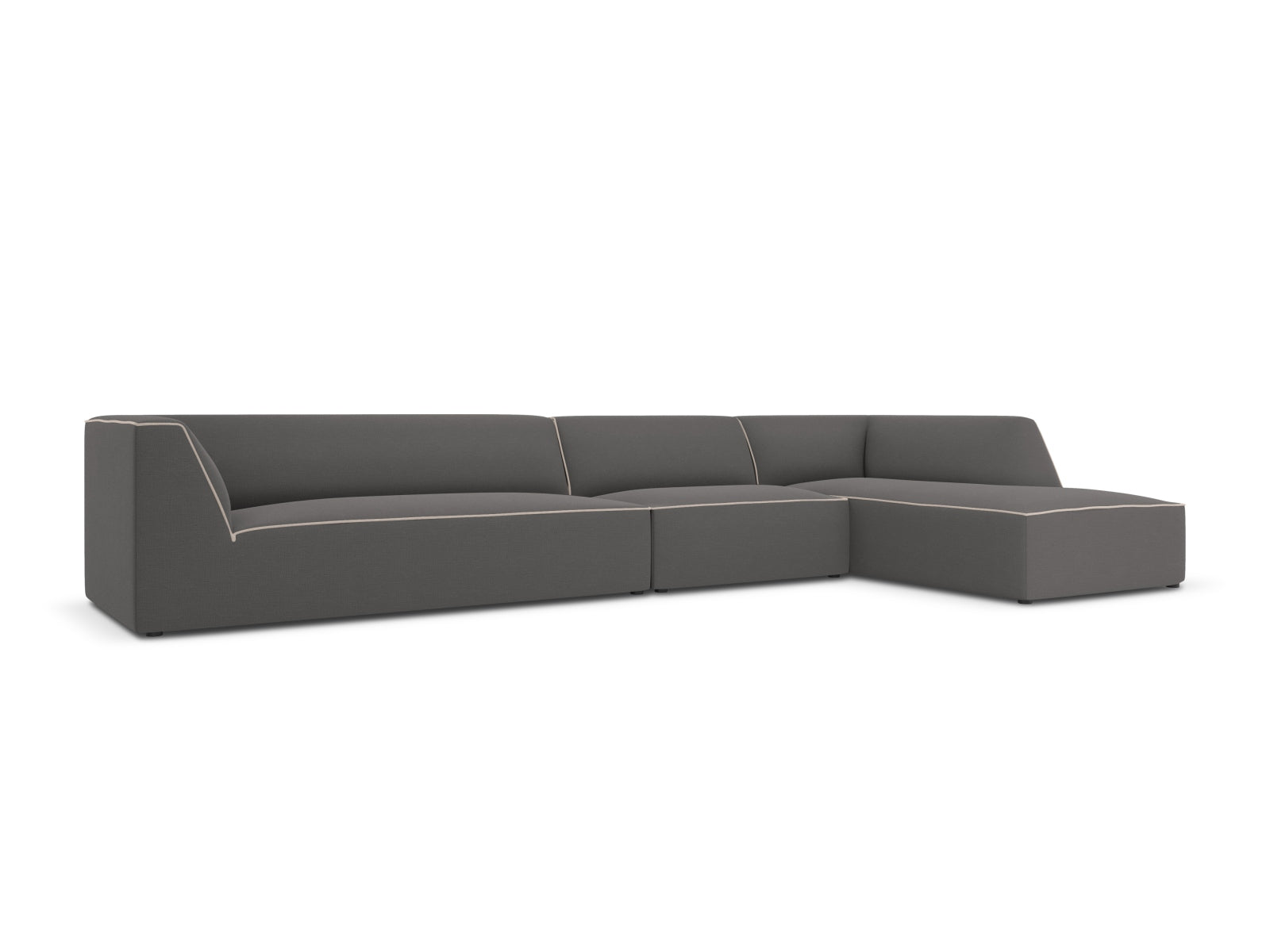 Oslo Modular Ecksofa rechts 5 Sitzer in Grey, Grey Beige Melange präsentiert im Onlineshop von KAQTU Design AG. Ecksofa rechts ist von Cosmopolitan Design
