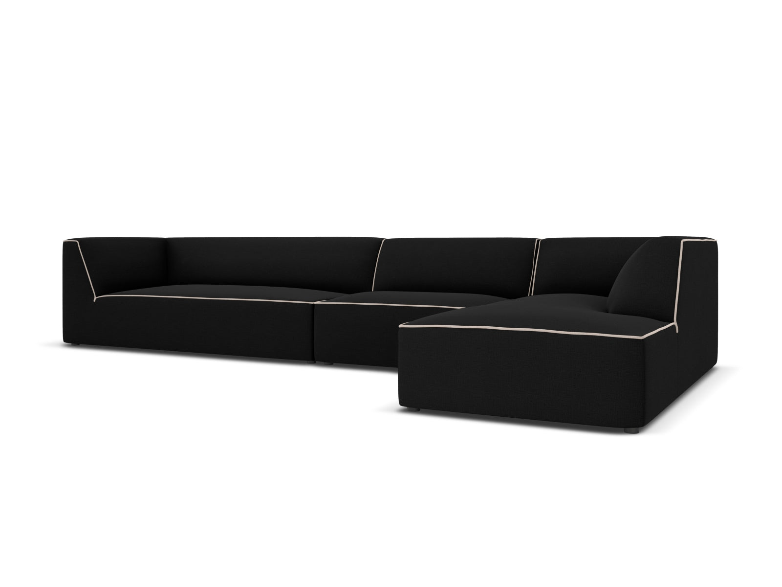 Oslo Modular Ecksofa rechts 5 Sitzer in Black, Grey Beige Melange präsentiert im Onlineshop von KAQTU Design AG. Ecksofa rechts ist von Cosmopolitan Design