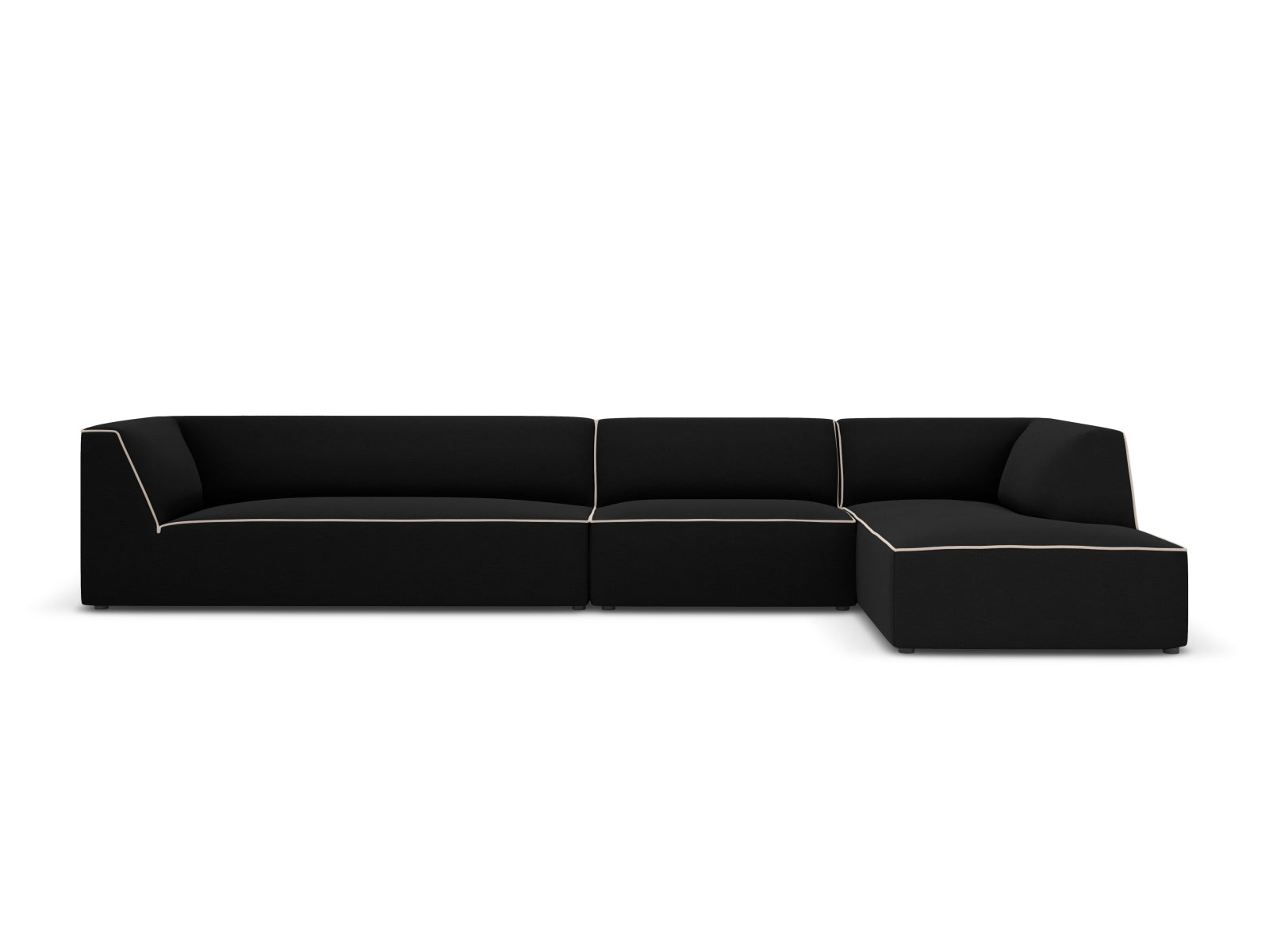 Oslo Modular Ecksofa rechts 5 Sitzer in Black, Grey Beige Melange präsentiert im Onlineshop von KAQTU Design AG. Ecksofa rechts ist von Cosmopolitan Design