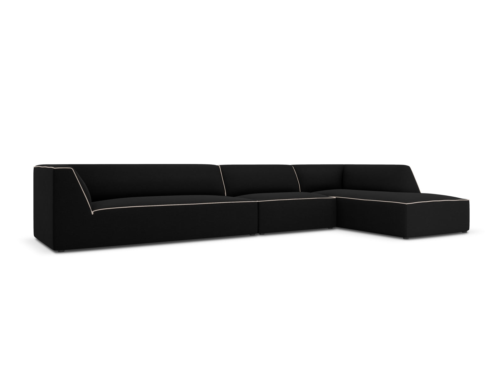Oslo Modular Ecksofa rechts 5 Sitzer in Black, Grey Beige Melange präsentiert im Onlineshop von KAQTU Design AG. Ecksofa rechts ist von Cosmopolitan Design