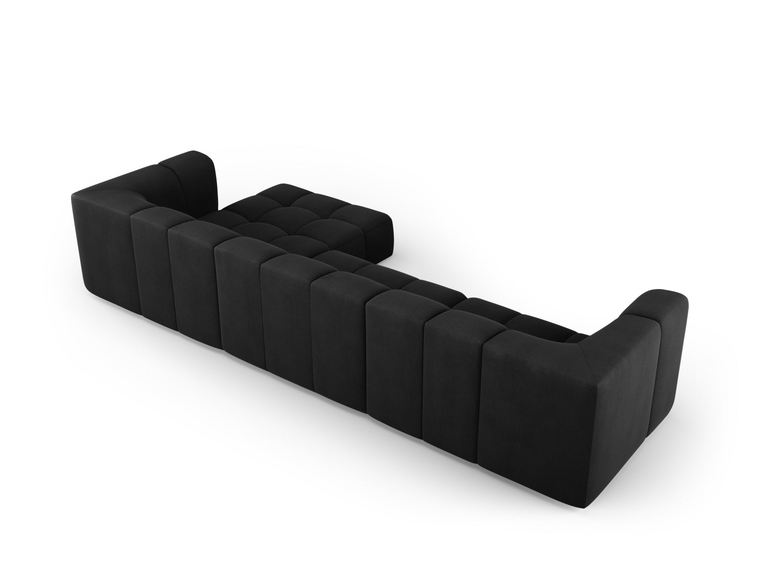 Bequemes 5-Sitzer Ecksofa Moritz in stilvollem Schwarz, perfekt für entspannte Stunden und modernes Wohndesign von Cosmopolitan Design.