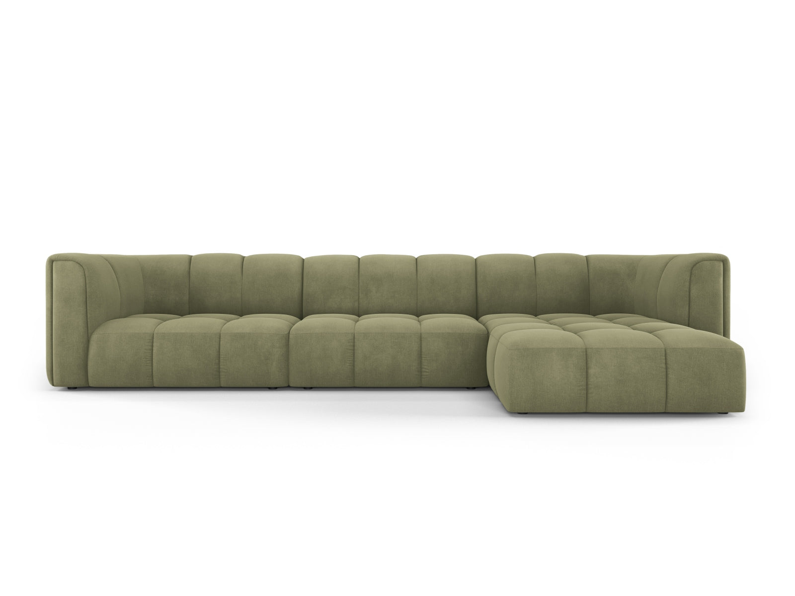 Modernes 5-Sitzer Ecksofa Moritz in zartem Mintgrün, perfekt für gemütliche Wohnzimmer und stilvolle Einrichtung. Hochwertige Verarbeitung.