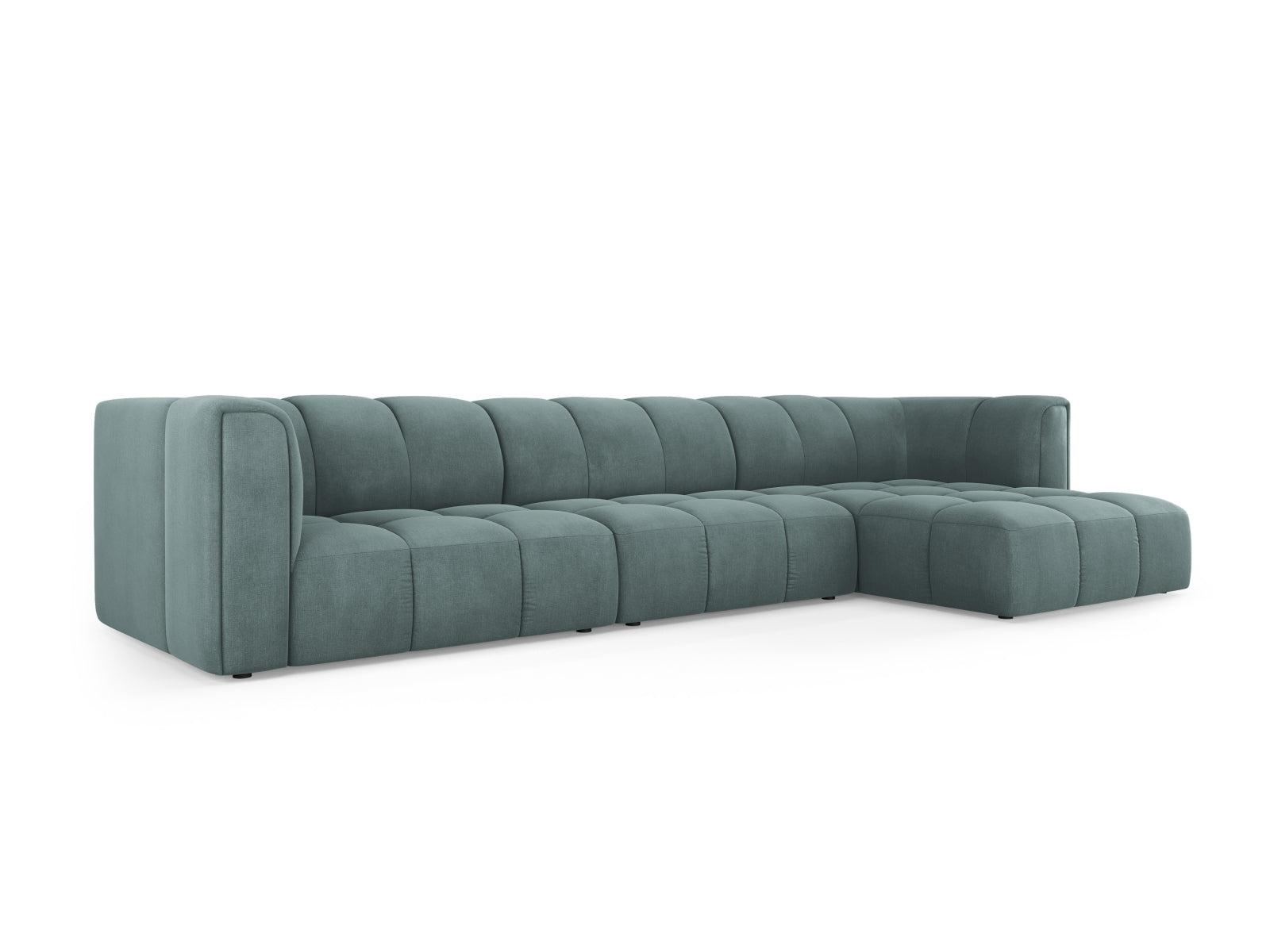 Elegantes 5-Sitzer Ecksofa Moritz in trendigem Sea Green-Rebel, ideal für gemütliche Stunden und modernes Wohndesign.