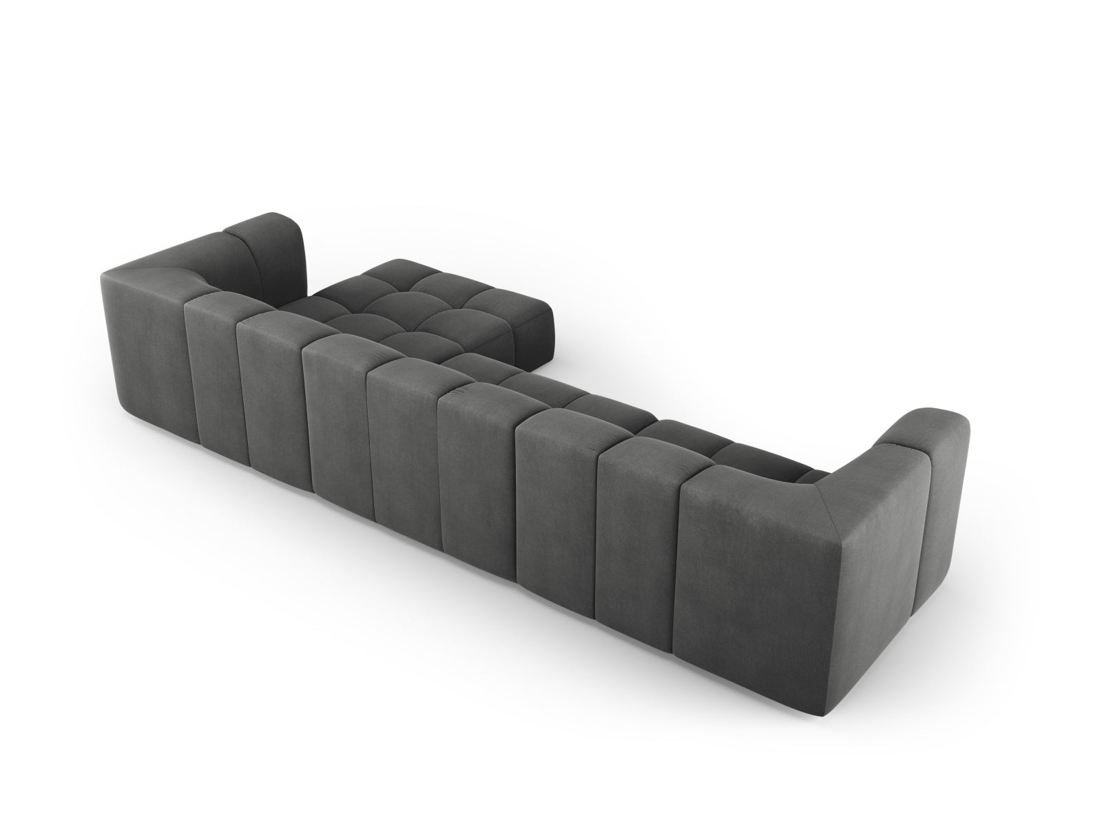 Modernes 5-Sitzer Ecksofa Moritz in elegantem Dunkelgrau, perfekt für komfortable Stunden mit Familie und Freunden.