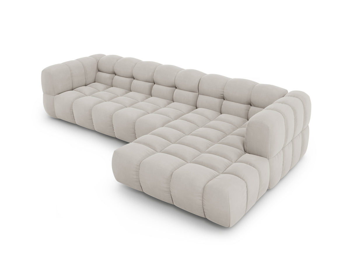 Sky Velour modulares Ecksofa rechts 4 Sitzer 162cm in Light Beige-Casino präsentiert im Onlineshop von KAQTU Design AG. L-Sofa rechts ist von Cosmopolitan Design