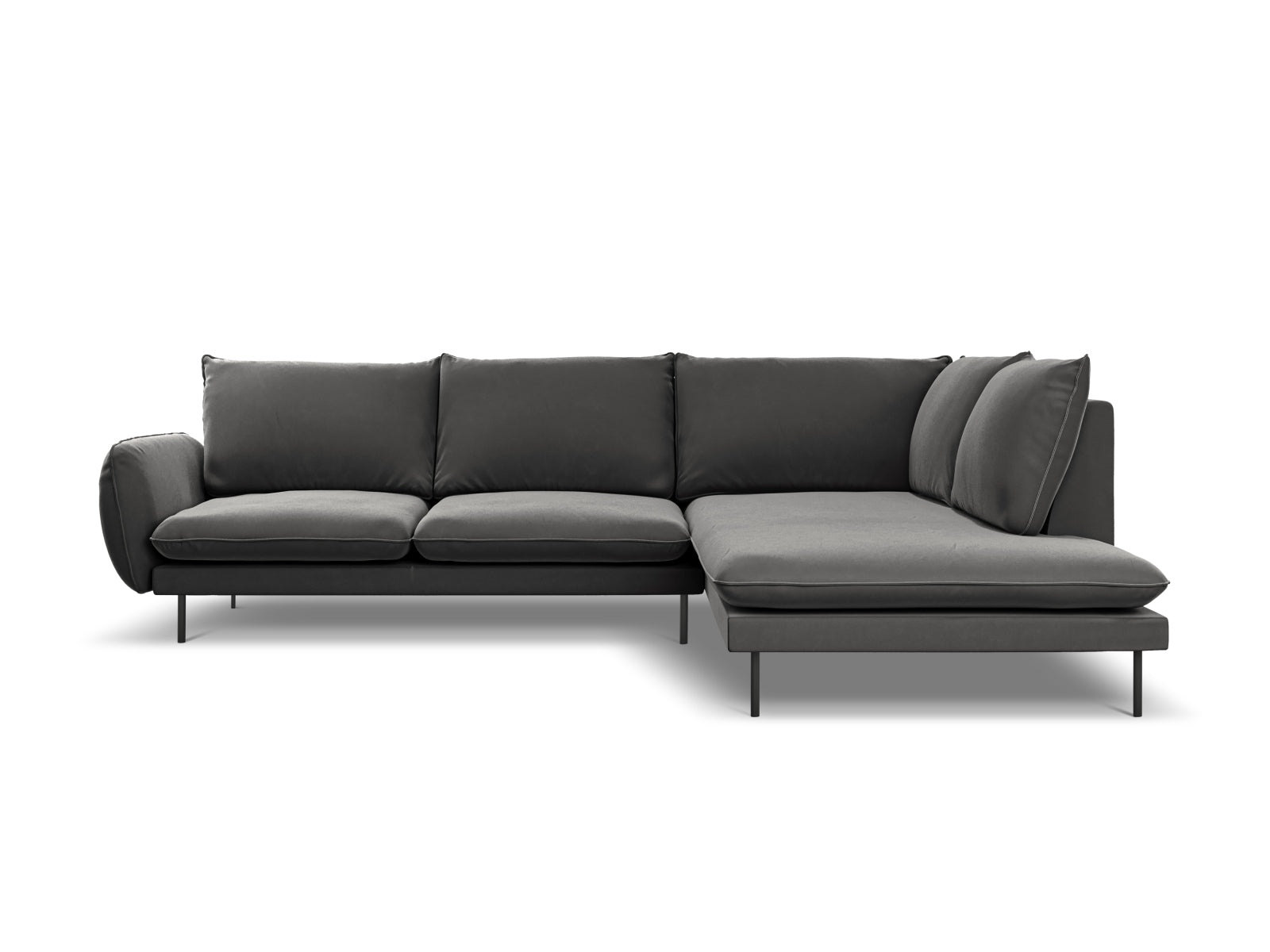 Entdecken Sie das elegante Vienna Velour Ecksofa von Cosmopolitan Design – ein stilvolles 6-Sitzer Sofa in 185 cm, ideal für Ihr Wohnzimmer.