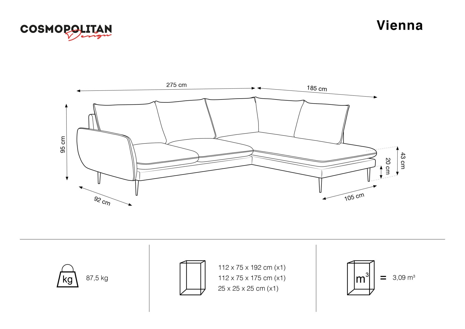 Elegantes, dunkelgraues Velour Ecksofa mit Platz für 6 Personen, ideal für stilvolle Wohnräume und gesellige Abende.