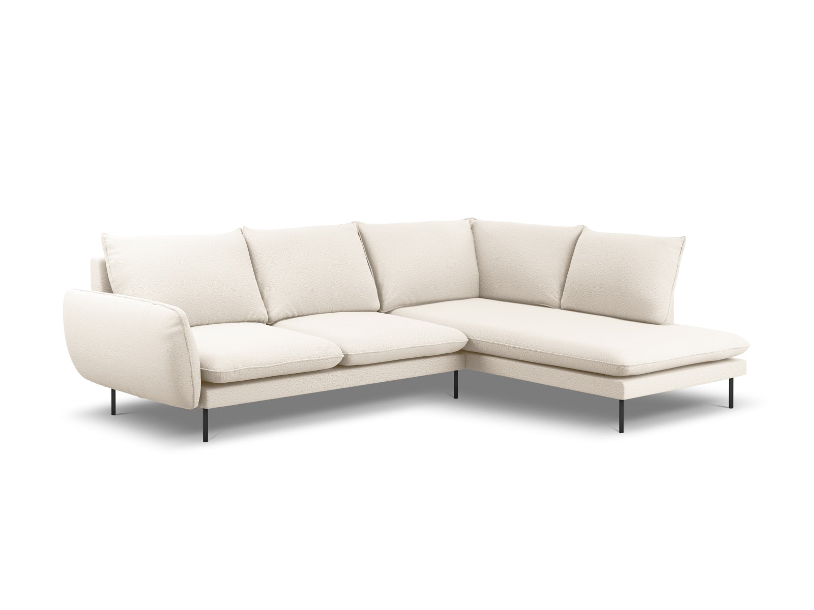 Vienna Boucle Ecksofa rechts 6 Sitzer 185cm in Beige/Schwarz-Ascot präsentiert im Onlineshop von KAQTU Design AG. L-Sofa rechts ist von Cosmopolitan Design
