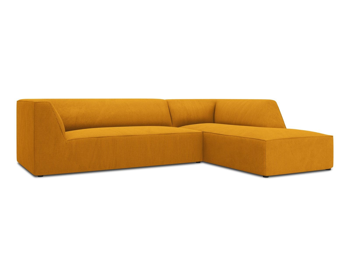 Modulares Ecksofa Siena in Light Grey-Ottawa mit Récamiere, Massivholzrahmen und schwarzen Kunststoffbeinen, 4-Sitzer, Breite 273 cm.