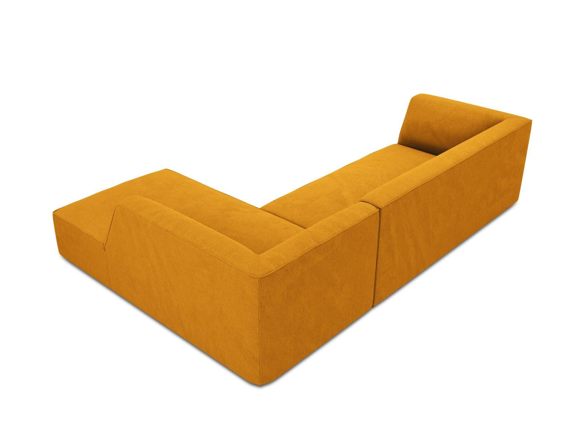 Modulares Ecksofa Siena in Light Grey-Ottawa mit Récamiere, Massivholzrahmen und schwarzen Kunststoffbeinen, 4-Sitzer, Breite 273 cm.