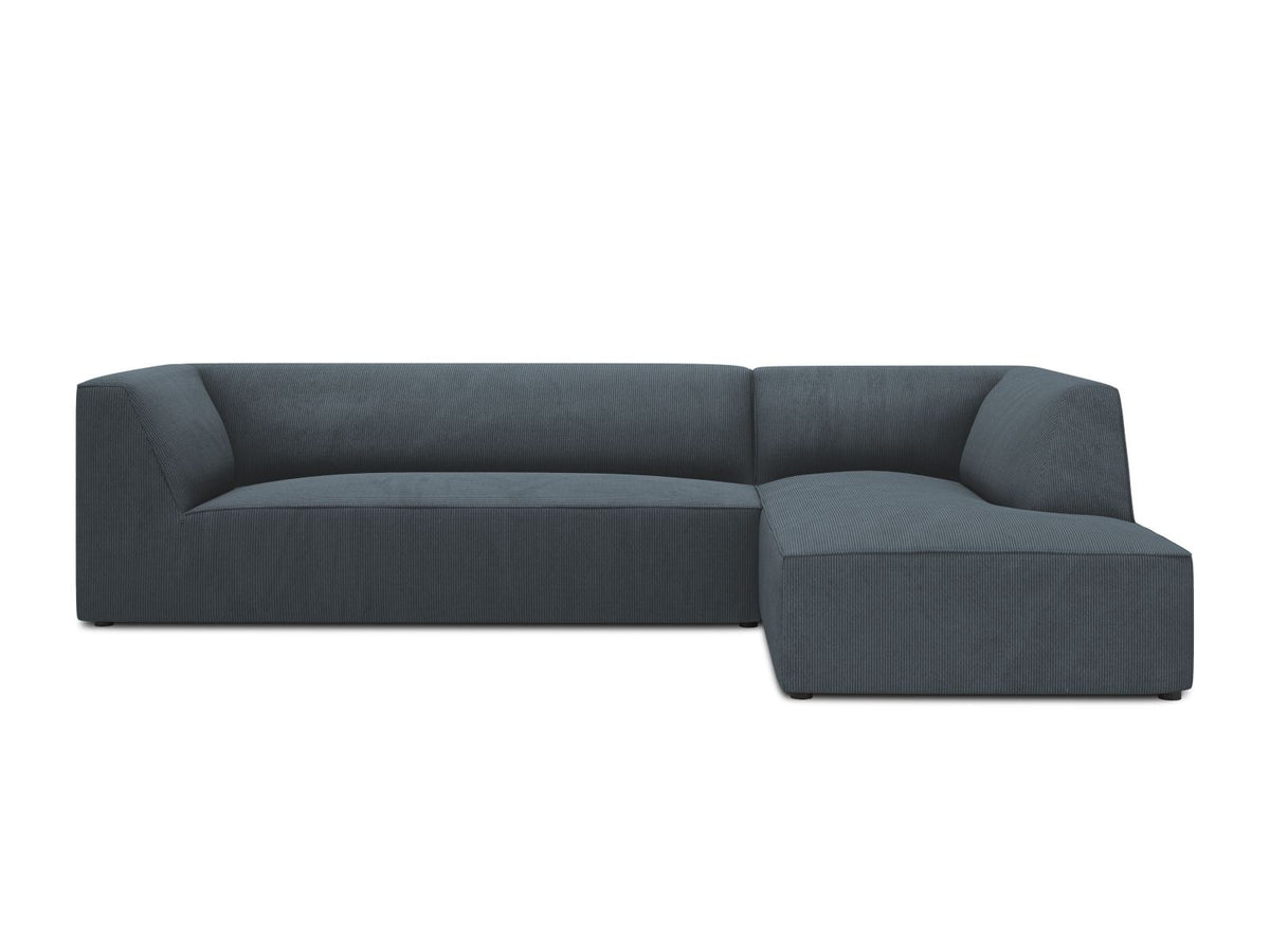 Modulares Ecksofa Siena in Light Grey-Ottawa mit Récamiere, Massivholzrahmen und schwarzen Kunststoffbeinen, 4-Sitzer, Breite 273 cm.