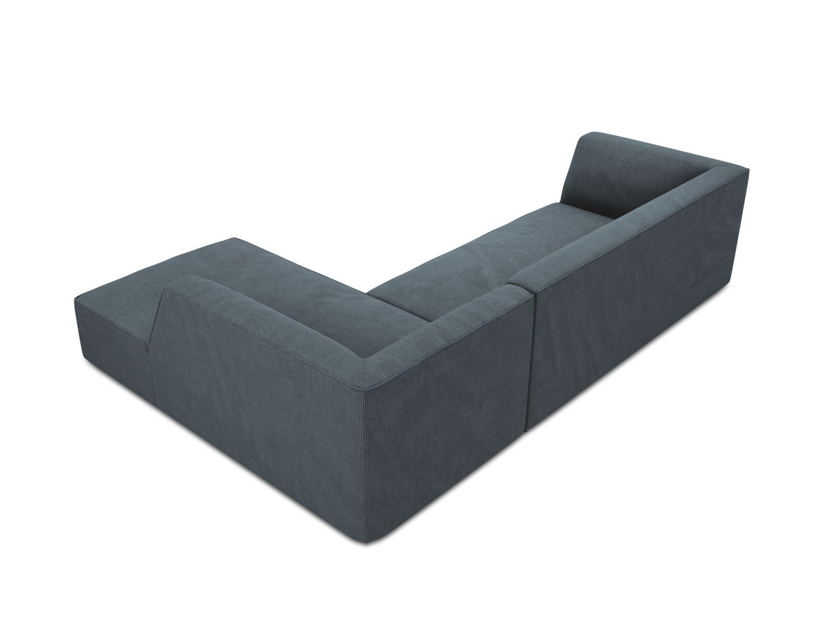 Modulares Ecksofa Siena in Light Grey-Ottawa mit Récamiere, Massivholzrahmen und schwarzen Kunststoffbeinen, 4-Sitzer, Breite 273 cm.