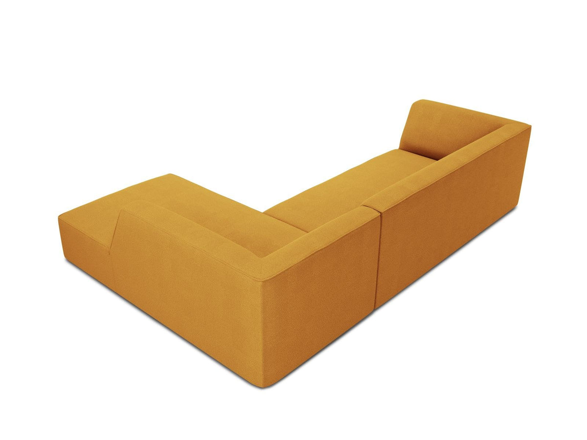 Modulares Ecksofa Siena in Light Grey-Ottawa mit Récamiere, Massivholzrahmen und schwarzen Kunststoffbeinen, 4-Sitzer, Breite 273 cm.
