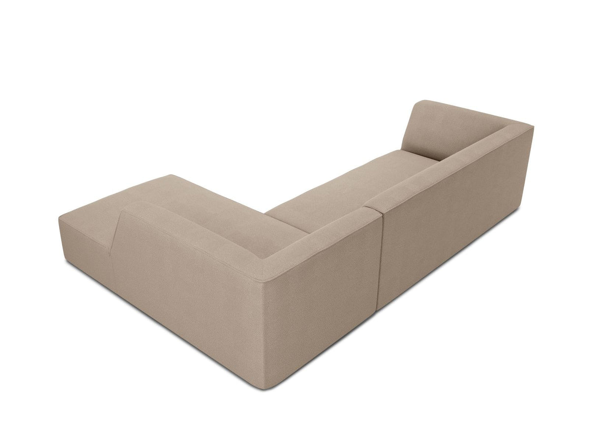 Modulares Ecksofa Siena in Light Grey-Ottawa mit Récamiere, Massivholzrahmen und schwarzen Kunststoffbeinen, 4-Sitzer, Breite 273 cm.