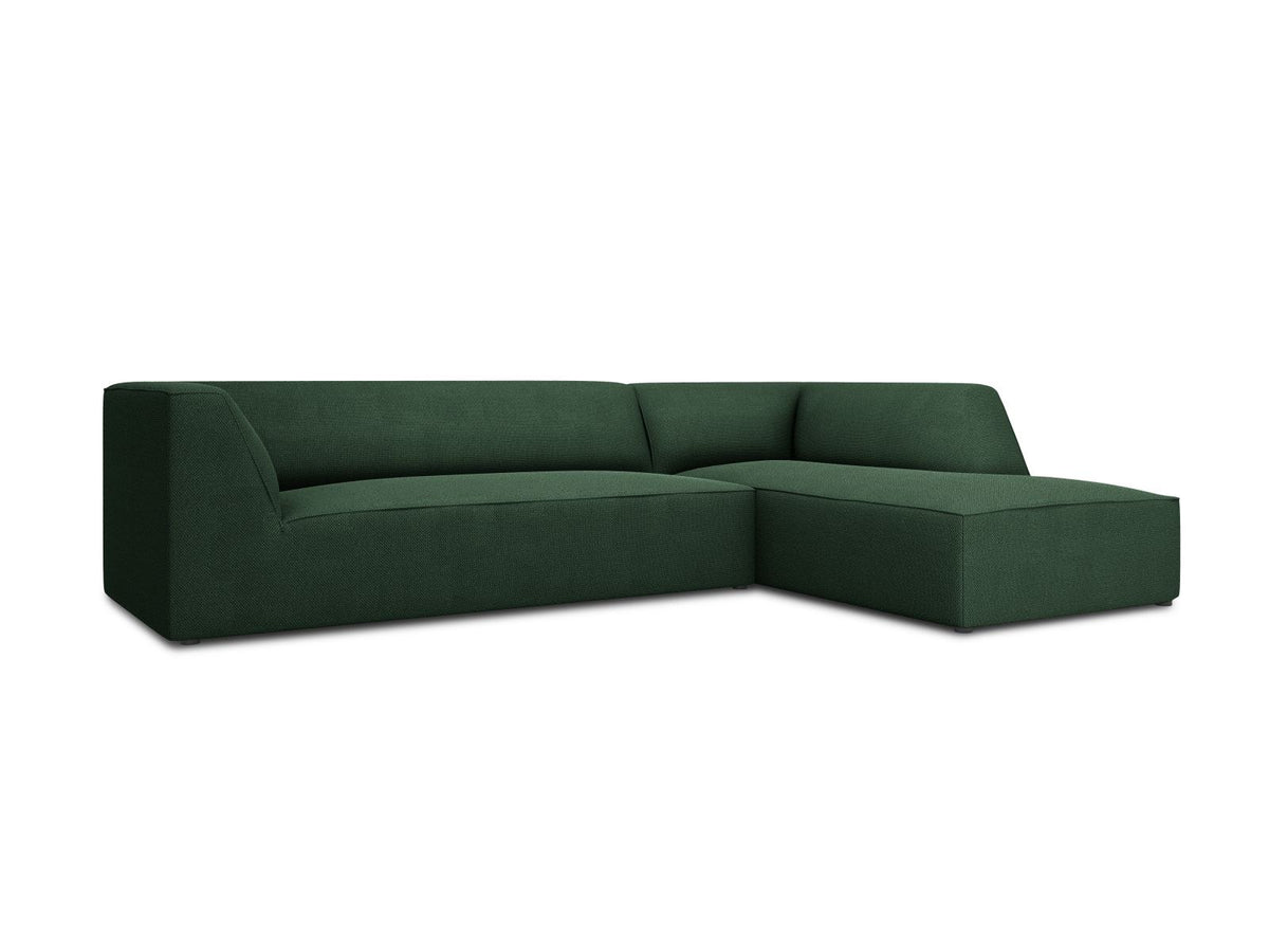 Modulares Ecksofa Siena in Light Grey-Ottawa mit Récamiere, Massivholzrahmen und schwarzen Kunststoffbeinen, 4-Sitzer, Breite 273 cm.