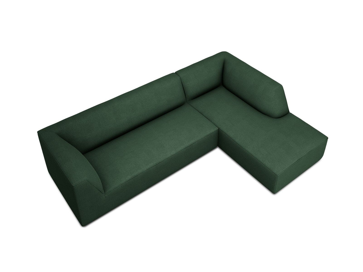 Modulares Ecksofa Siena in Light Grey-Ottawa mit Récamiere, Massivholzrahmen und schwarzen Kunststoffbeinen, 4-Sitzer, Breite 273 cm.