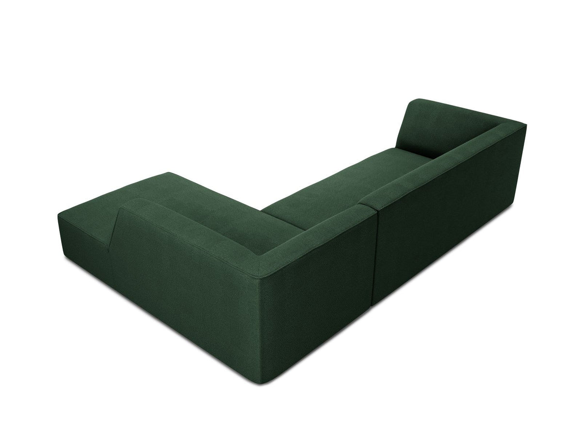 Modulares Ecksofa Siena in Light Grey-Ottawa mit Récamiere, Massivholzrahmen und schwarzen Kunststoffbeinen, 4-Sitzer, Breite 273 cm.