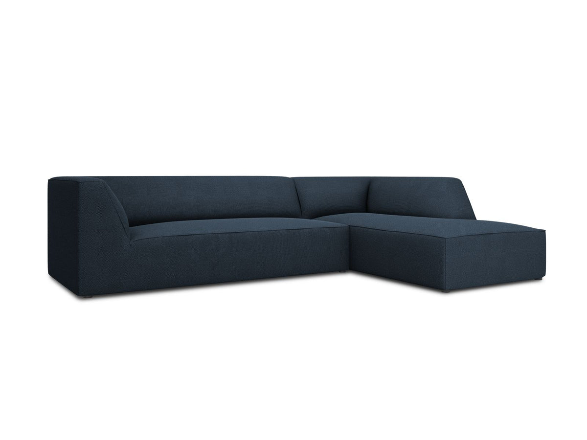 Modulares Ecksofa Siena in Light Grey-Ottawa mit Récamiere, Massivholzrahmen und schwarzen Kunststoffbeinen, 4-Sitzer, Breite 273 cm.