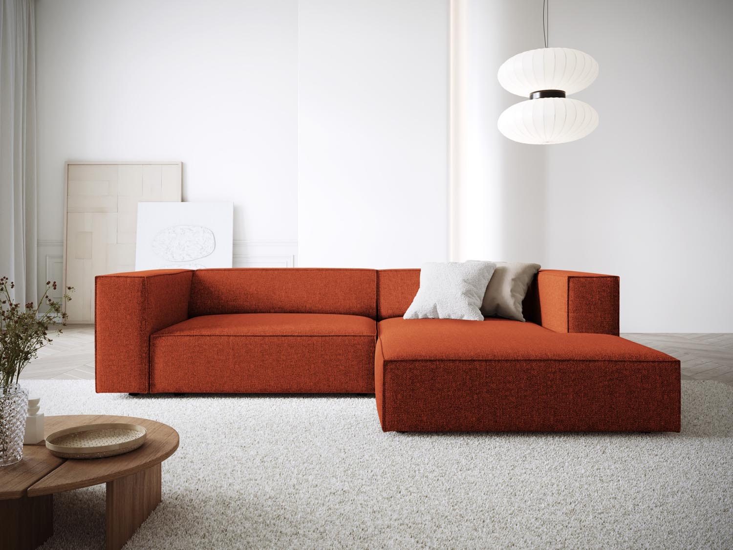 Arendal Ecksofa rechts 3 Sitzer in Terracotta präsentiert im Onlineshop von KAQTU Design AG. Ecksofa rechts ist von Cosmopolitan Design