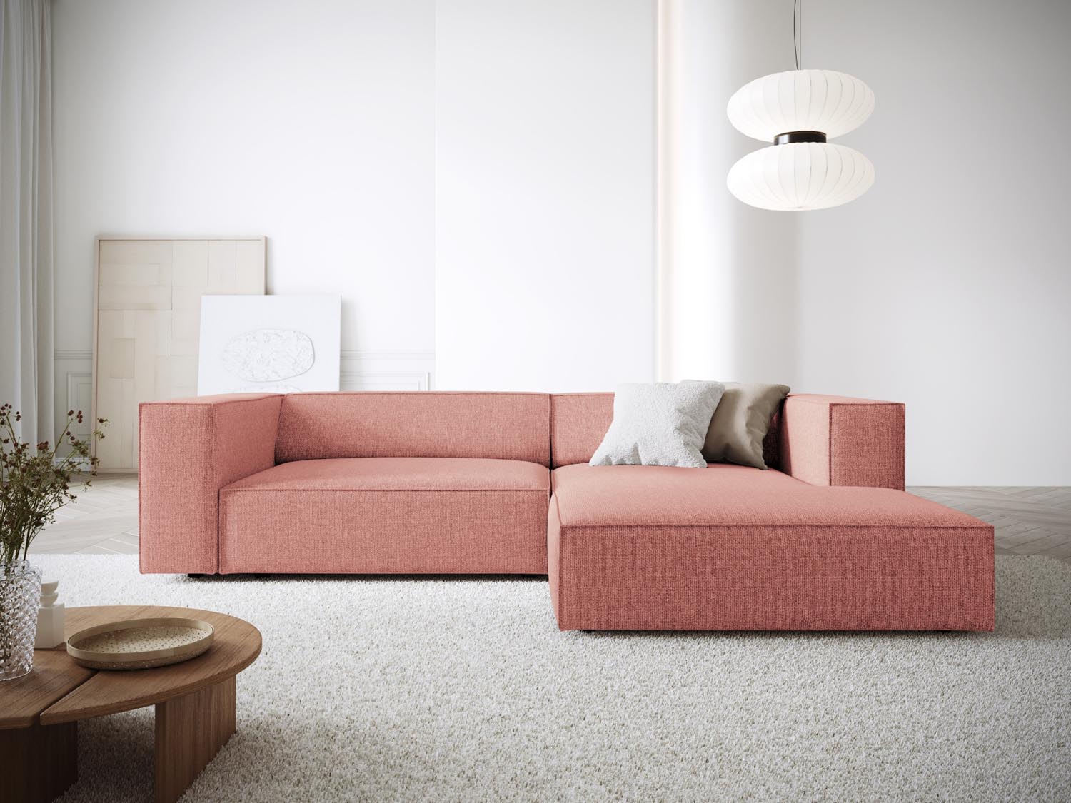 Arendal Ecksofa rechts 3 Sitzer in Pink präsentiert im Onlineshop von KAQTU Design AG. Ecksofa rechts ist von Cosmopolitan Design