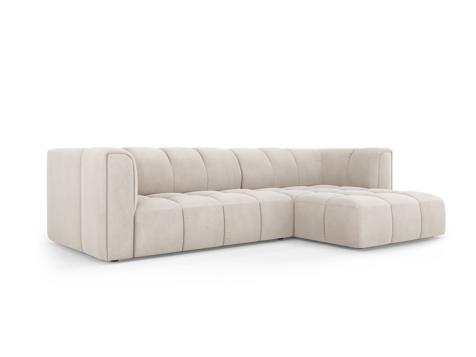 Beige 3-Sitzer Ecksofa Moritz von Cosmopolitan Design, stilvolles und modernes Möbelstück für Ihr Wohnzimmer, bequem und elegant.