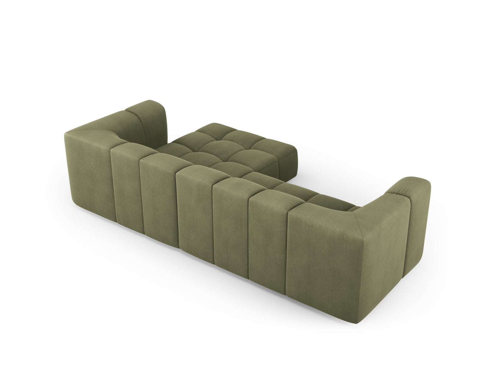 Modernes 3-Sitzer Ecksofa Moritz in zartem Grün, perfekt für gemütliche Wohnzimmer, angeboten von Cosmopolitan Design.