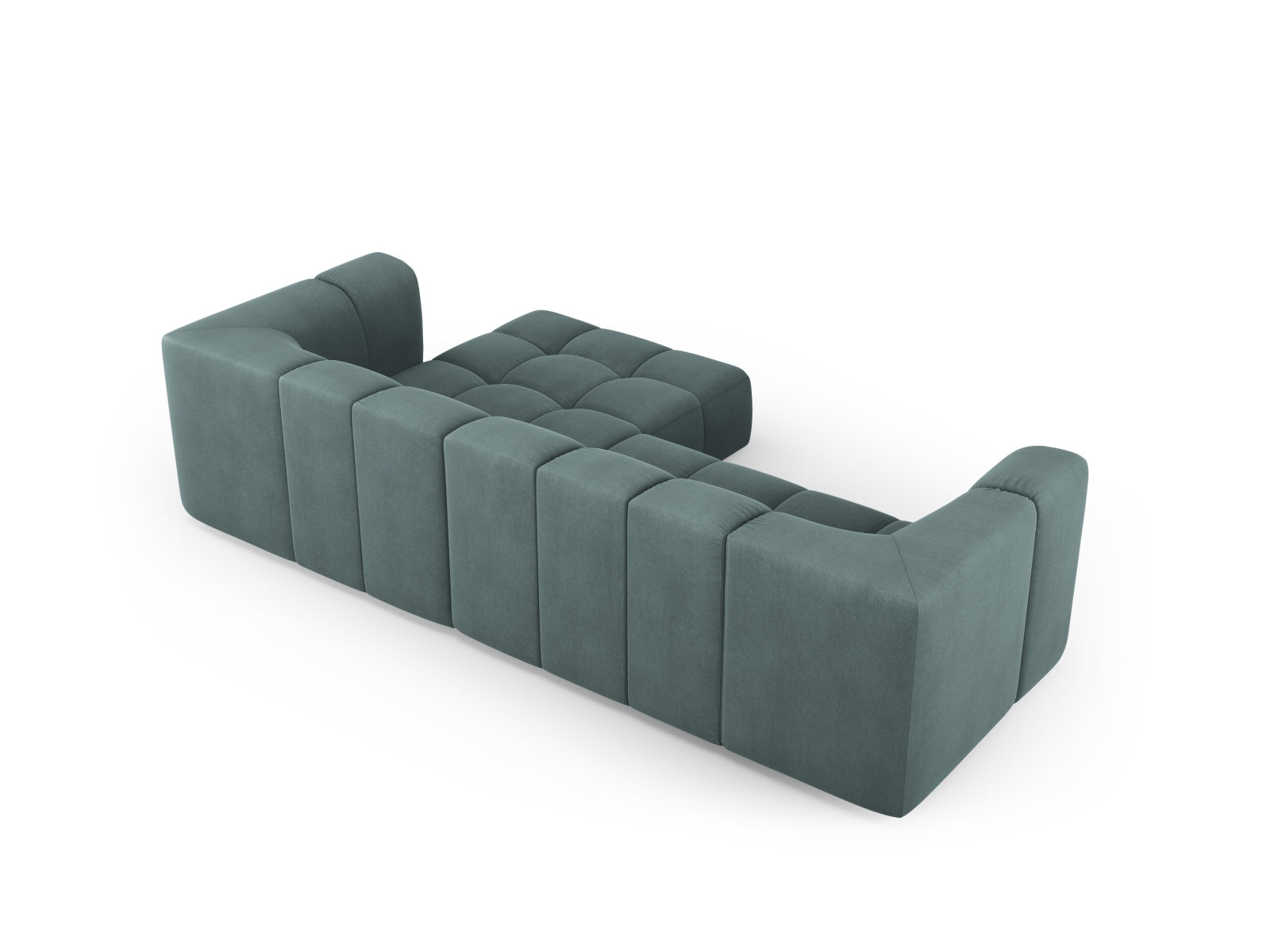 Modernes 3-Sitzer Ecksofa Moritz in ansprechendem Sea Green, perfekt für stilvolle Wohnzimmer und gemütliche Entspannung.