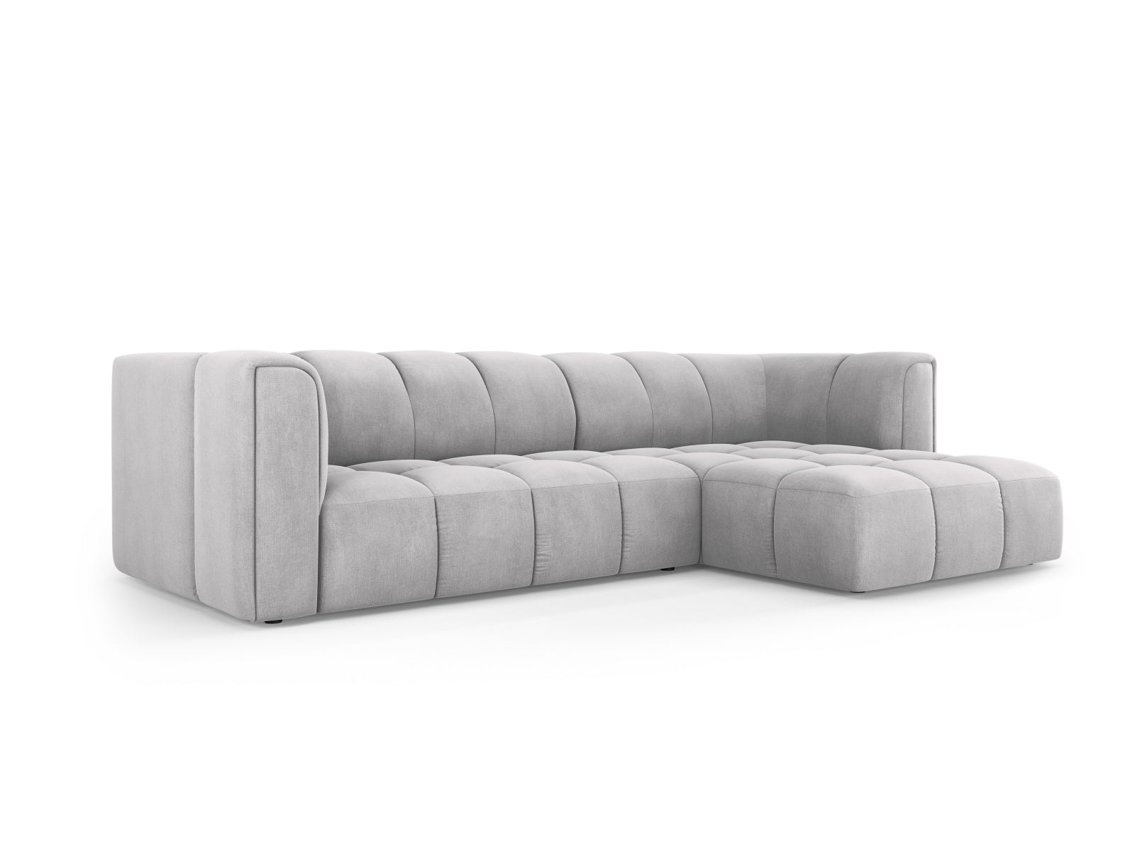 Elegantes 3-Sitzer Ecksofa Moritz in hellem Grau, ideal für moderne Wohnräume, erhältlich bei KAQTU Design AG.