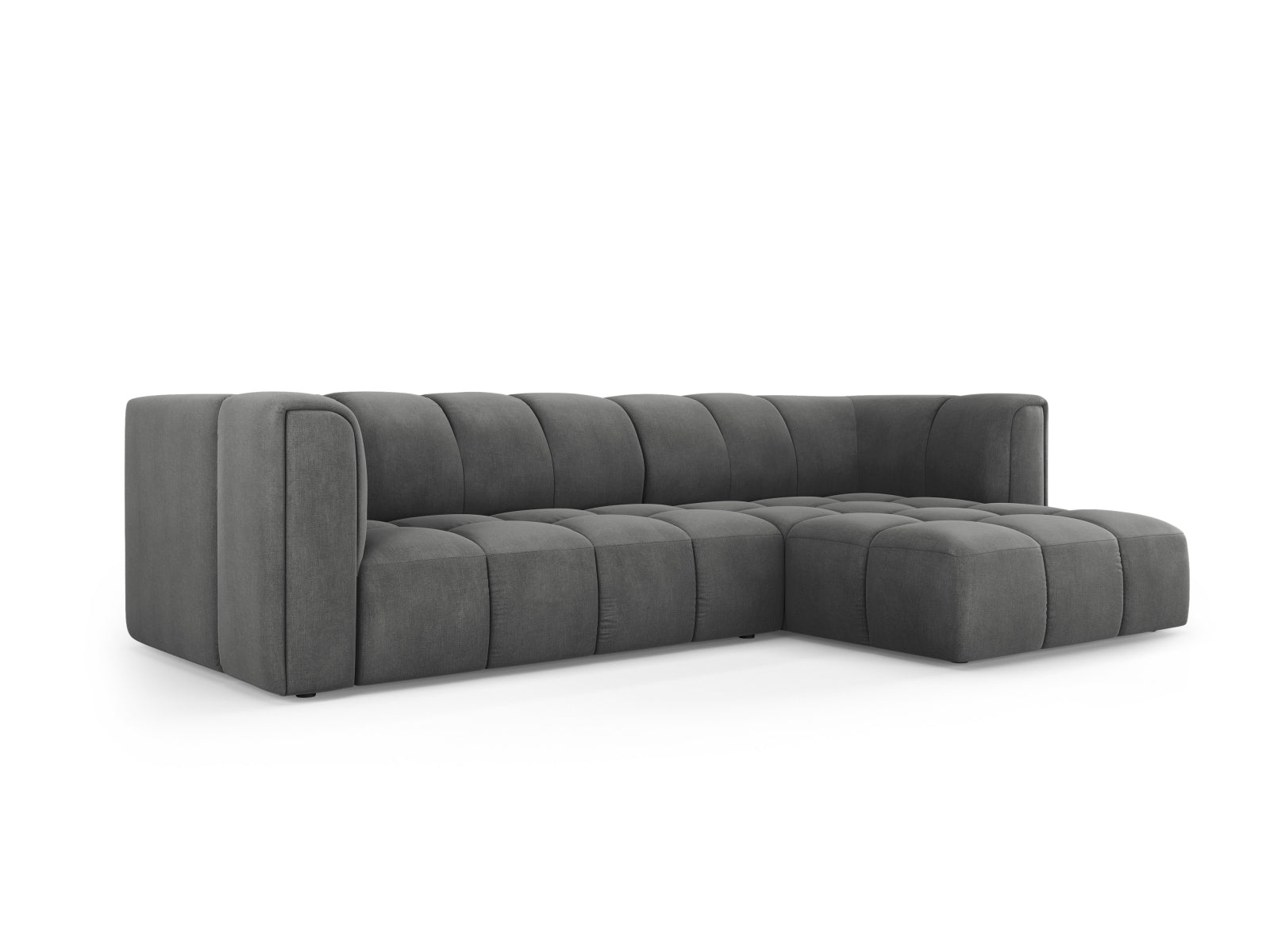 Elegantes 3-Sitzer Ecksofa Moritz in Dunkelgrau, ideal für moderne Wohnräume, bietet Komfort und Stil für Ihr Zuhause.