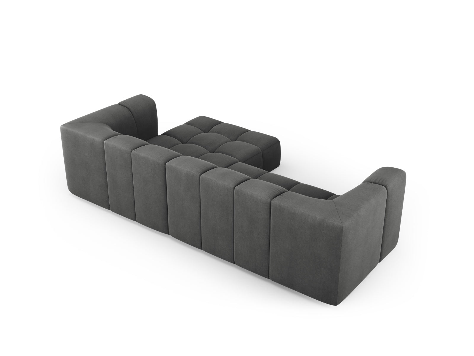Stylisches 3-Sitzer Ecksofa Moritz in edlem Dunkelgrau, perfekt für zeitgemäße Wohnkonzepte, vereint Funktionalität und ansprechendes Design.