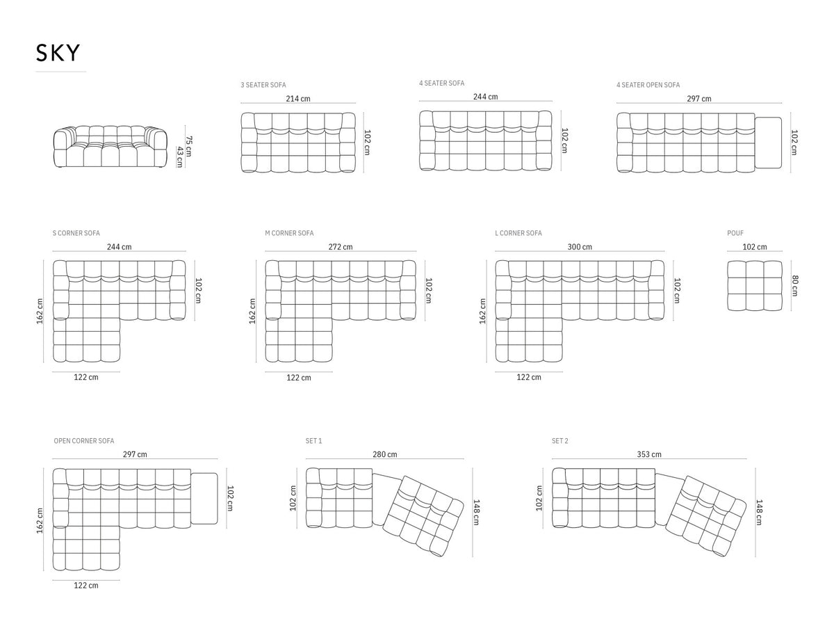 Sky Velour modulares Ecksofa rechts 4 Sitzer 162cm in Light Grey-Casino präsentiert im Onlineshop von KAQTU Design AG. L-Sofa rechts ist von Cosmopolitan Design